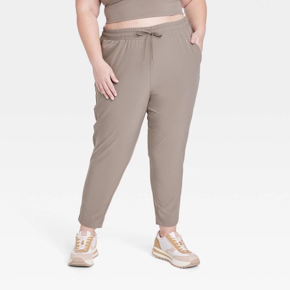 Women's Stretch Woven High-Rise Taper Pants - All In Motion™ Taupe 2X Product Image