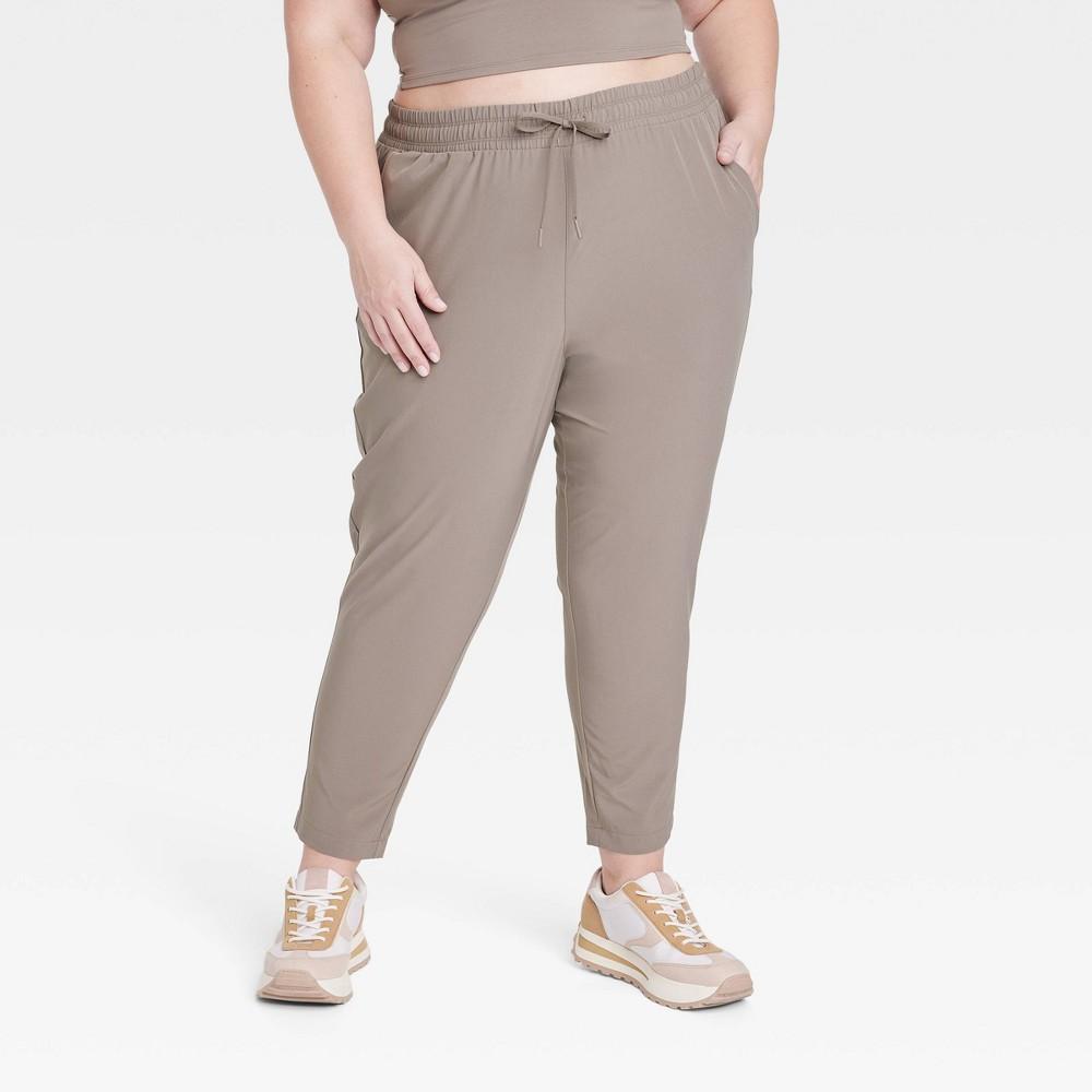Women's Stretch Woven High-Rise Taper Pants - All In Motion™ Taupe 2X Product Image