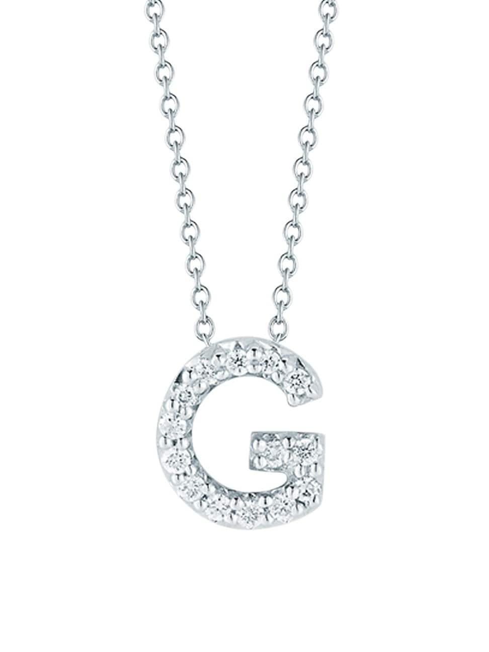 Roberto Coin 18K White Gold Initial Love Letter Pendant Necklace with Diamonds, 16 Product Image