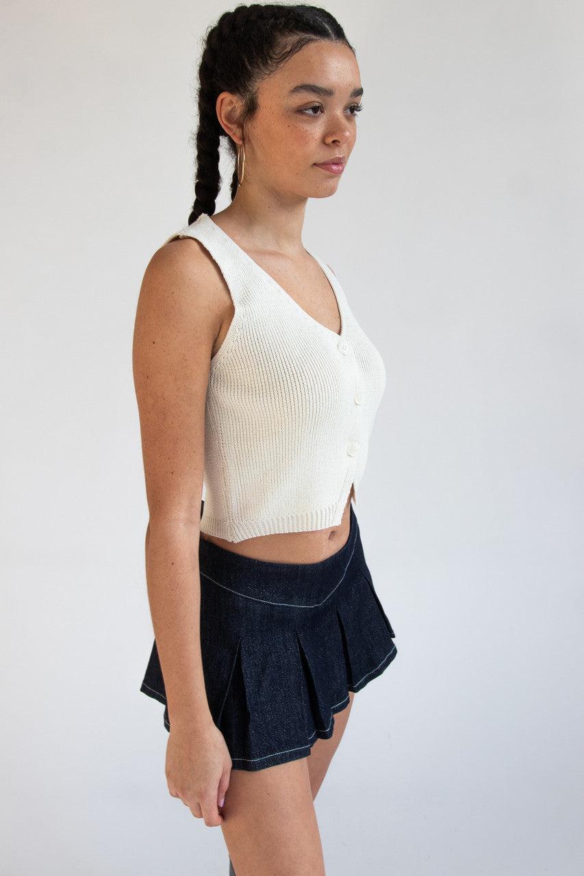 Low Rise Sparkle Denim Mini Skort Product Image