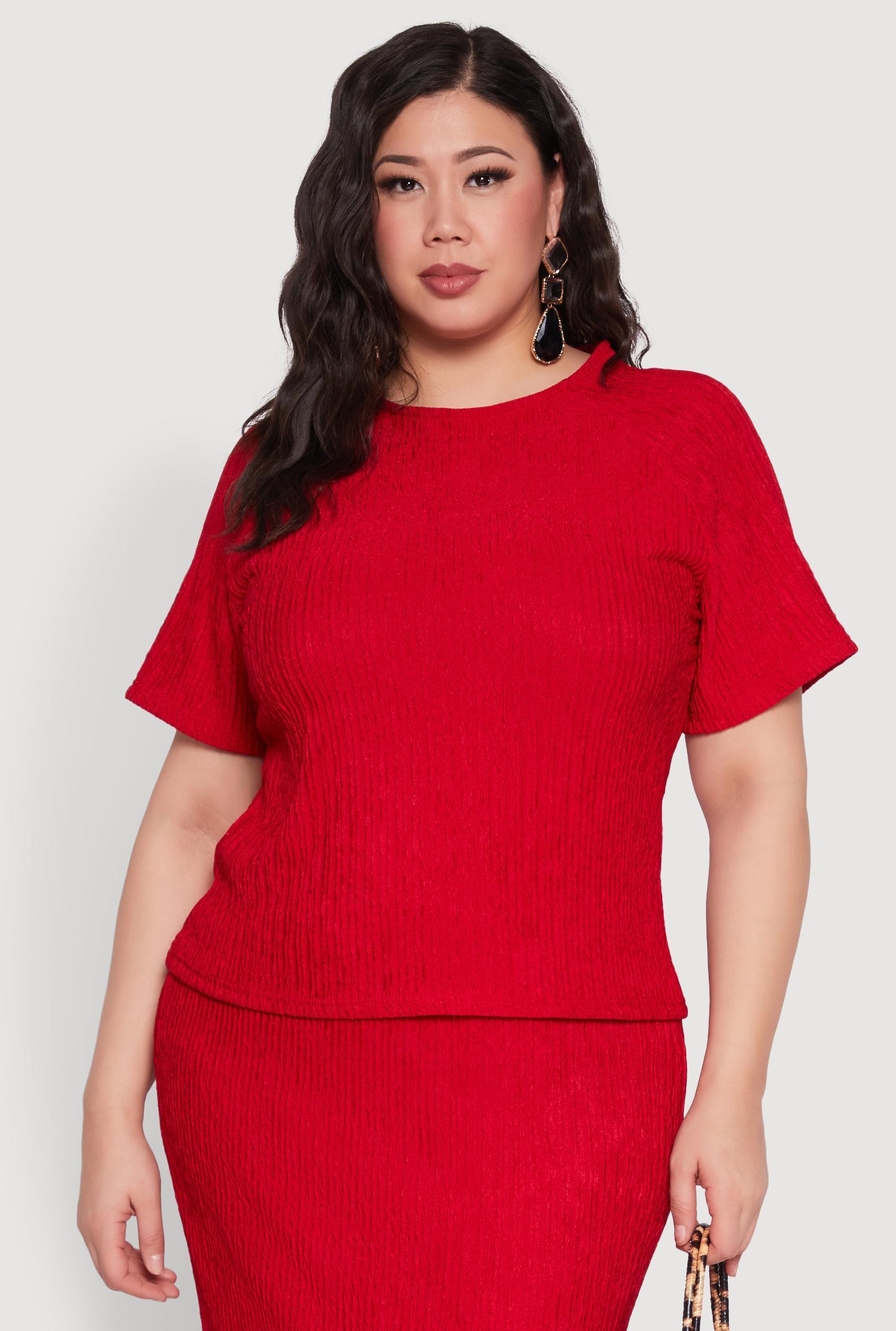Womens Plus Size Textured Knit Tee Product Image