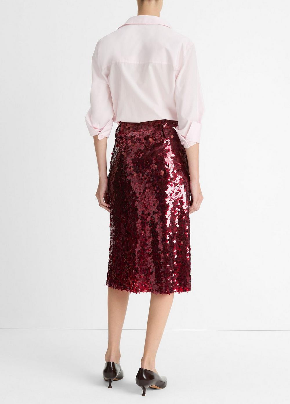 Womens Paillette Bias Skirt, Ruby Ink, Size 0 Vince Product Image