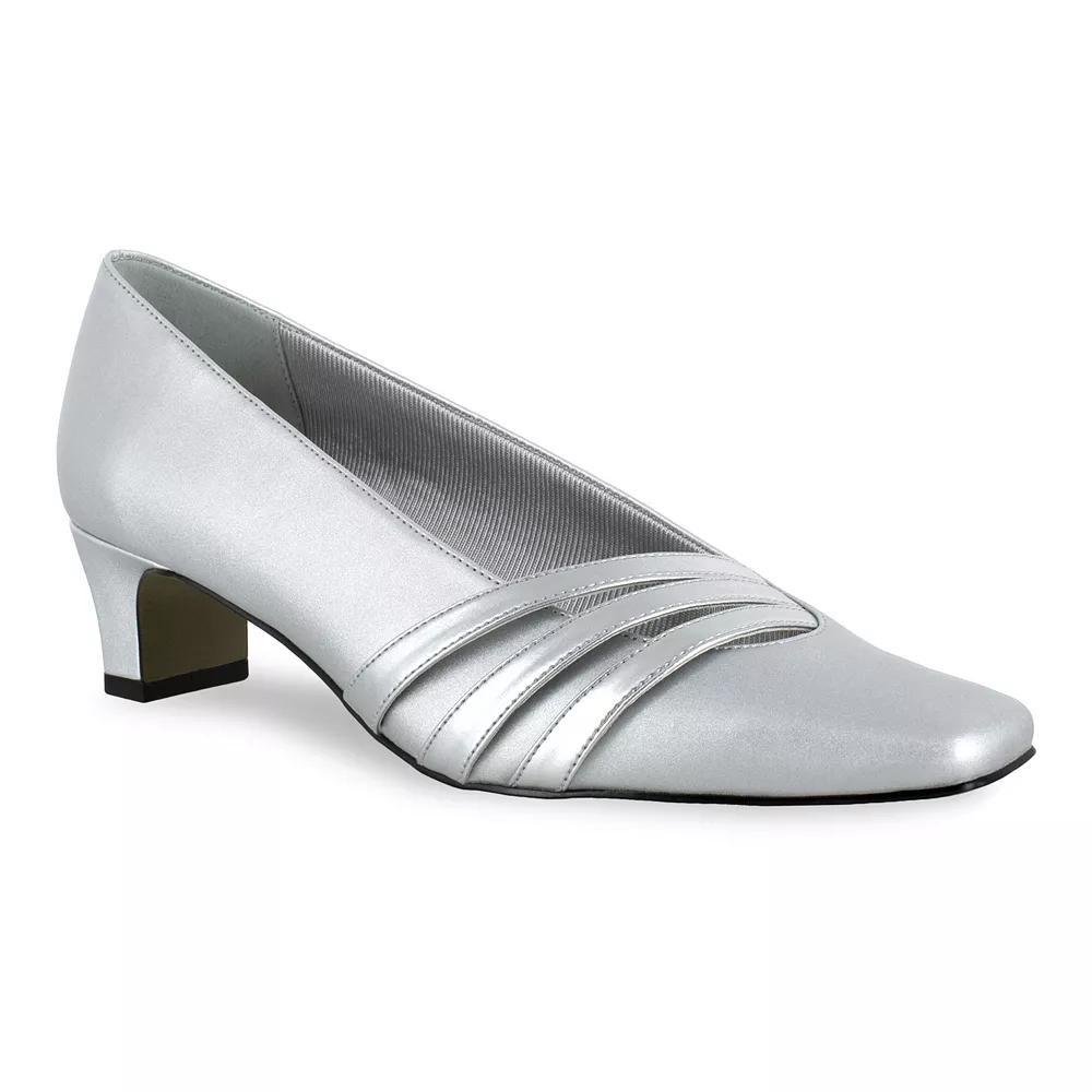 Easy Street Entice Women's Square Toe Pumps, Size: 9.5 Ww, Silver Satin Product Image