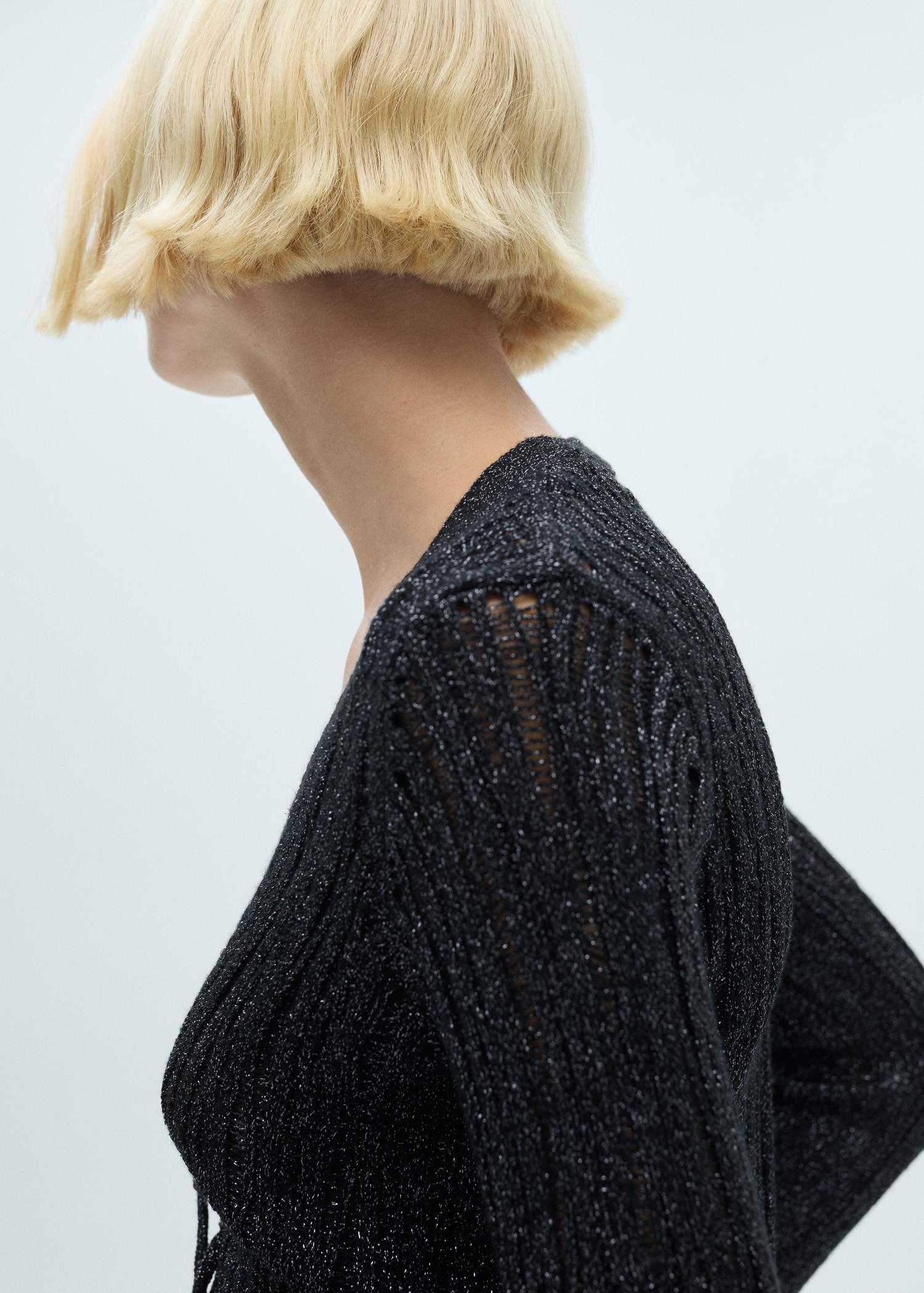 Lurex cardigan with bows - Women | MANGO USA Product Image