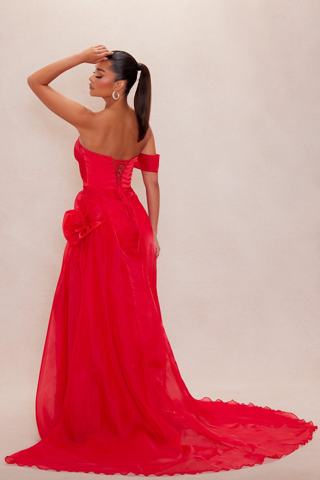 Kate Off Shoulder Gown - Red Female Product Image