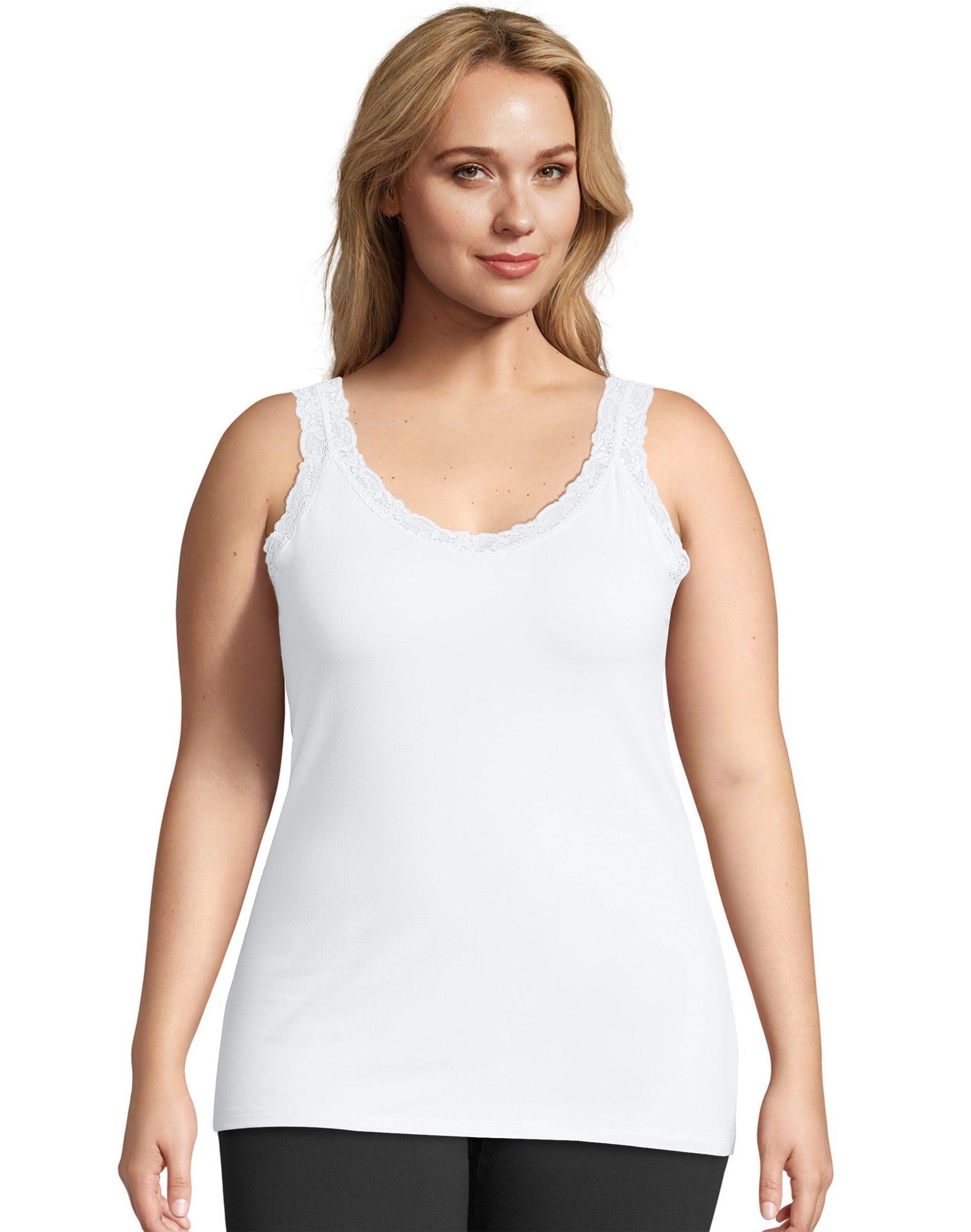 Plus Size Just My Size Jersey Lace Trim Tank Top, Womens Gray Grey Product Image