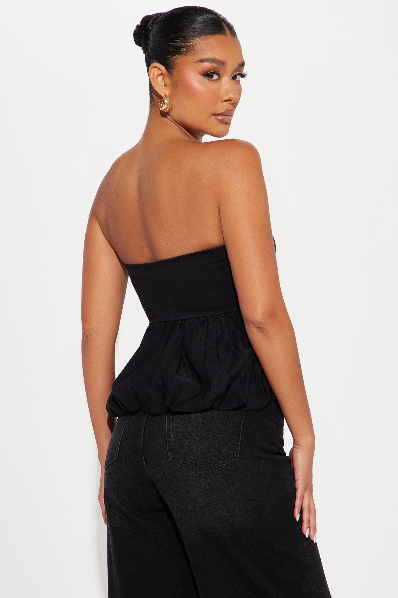 Bridget Bubble Hem Top - Black Product Image