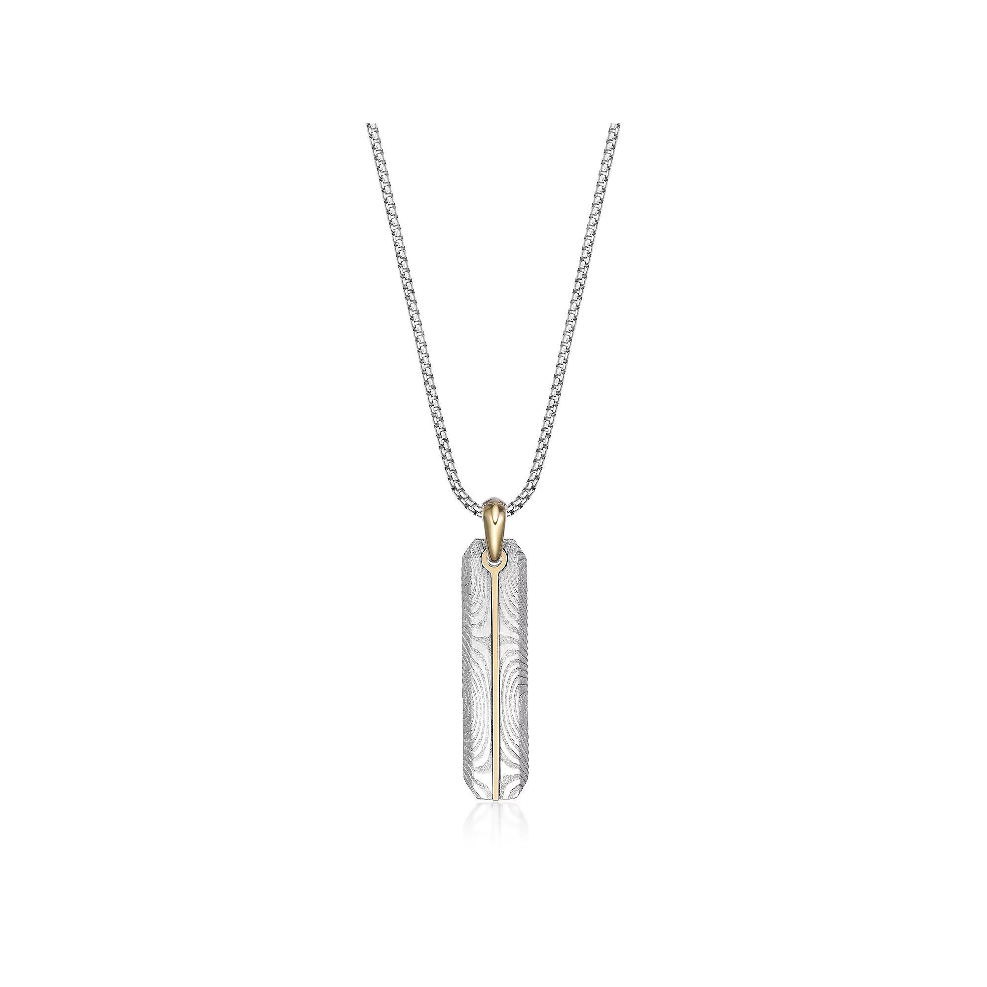 Men's LYNX Black Ion-Plated Damascus Stainless Steel Pendant Necklace, Size: 24", Gold Tone Product Image