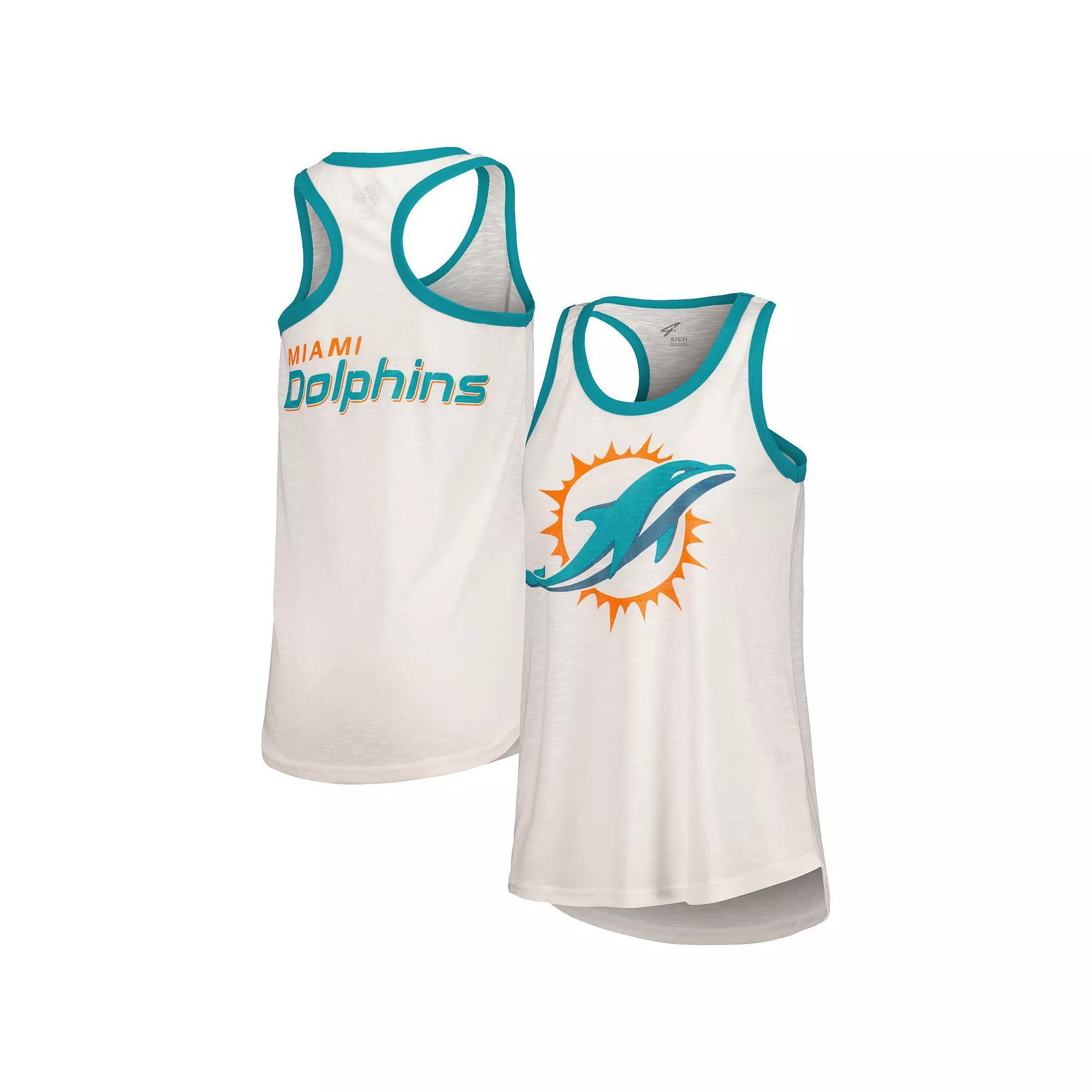 Women's G-III 4Her by Carl Banks White Miami Dolphins Tater Racerback Tank Top, Size: Medium Product Image