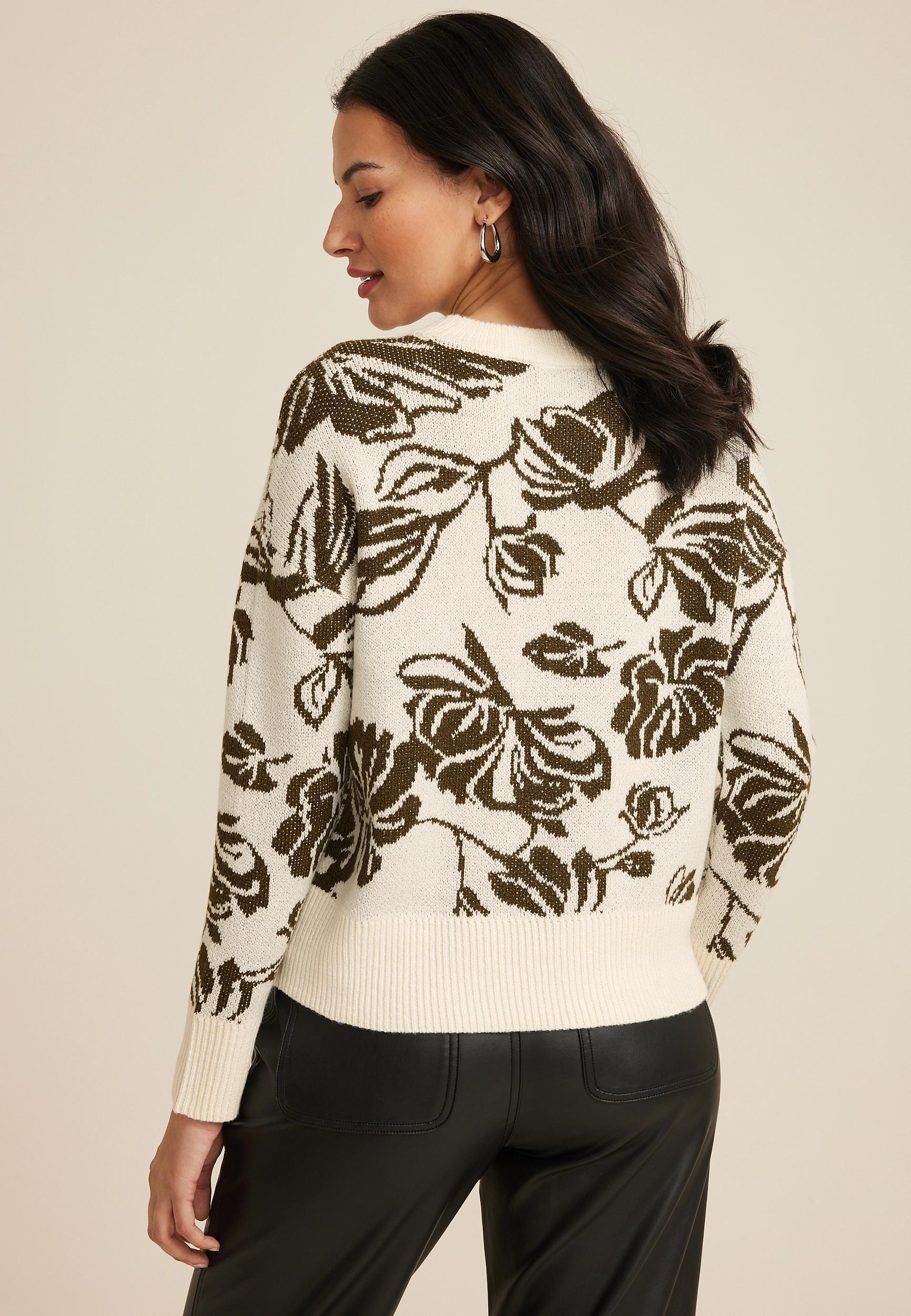 Maurices Womens Floral Long Sleeve Sweater Green Size X Small Product Image