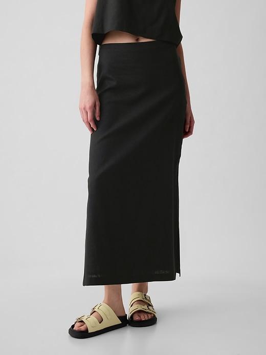 Linen-Blend Maxi Skirt Product Image