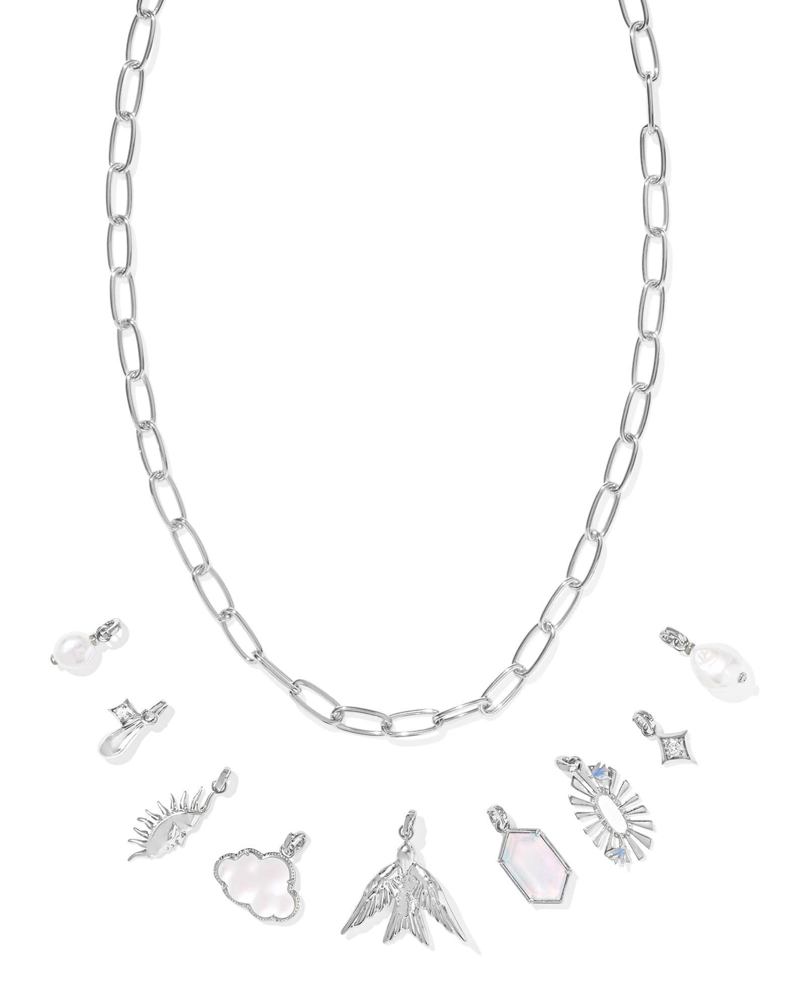 Melody Convertible Silver Statement Charm Necklace in Freshwater Cultured Pearl Product Image