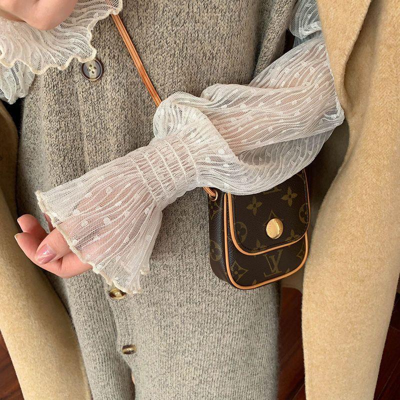 Mock-Neck Dotted Lace Sheer Blouse Product Image