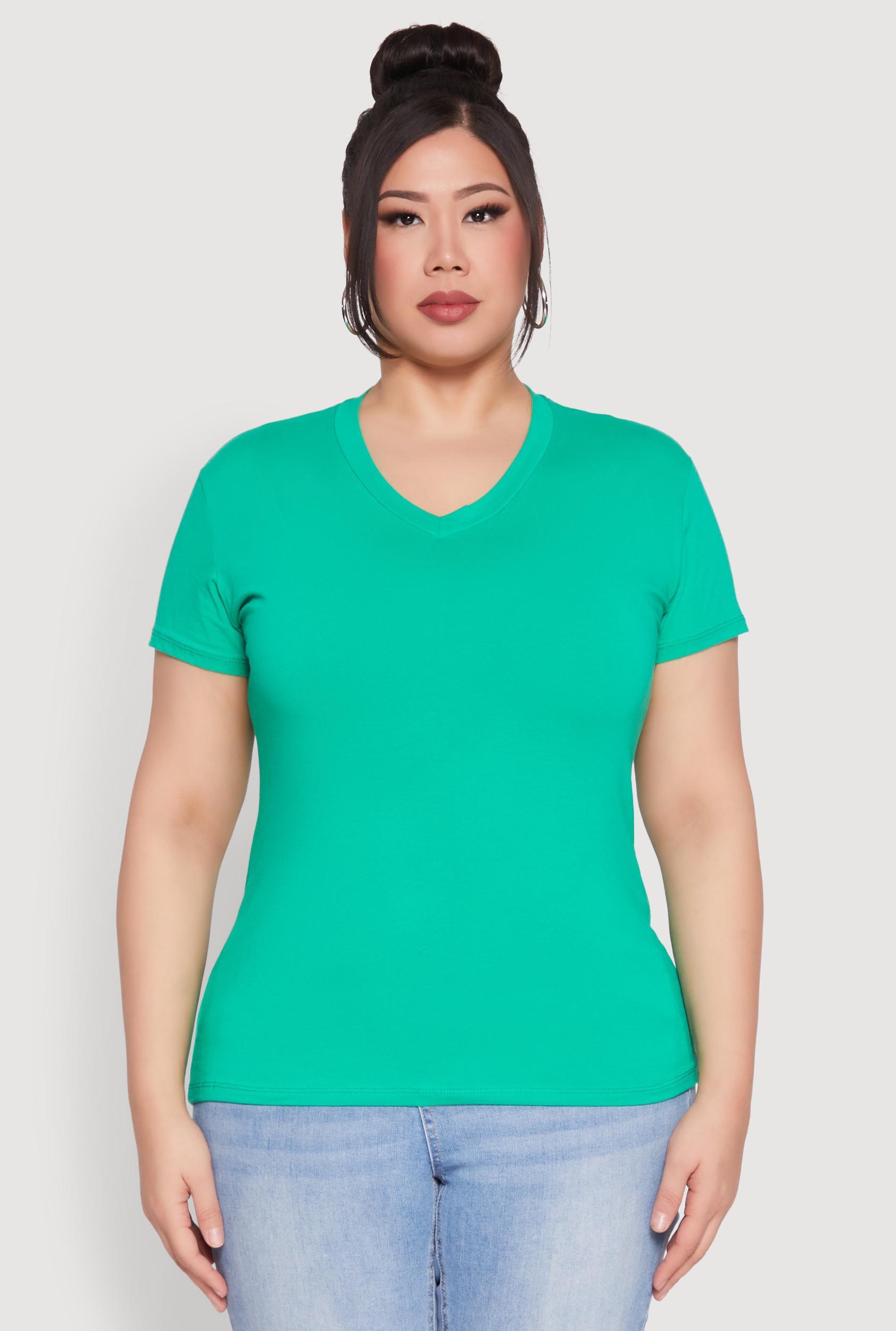 Womens Plus Size V Neck Short Sleeve Top Product Image