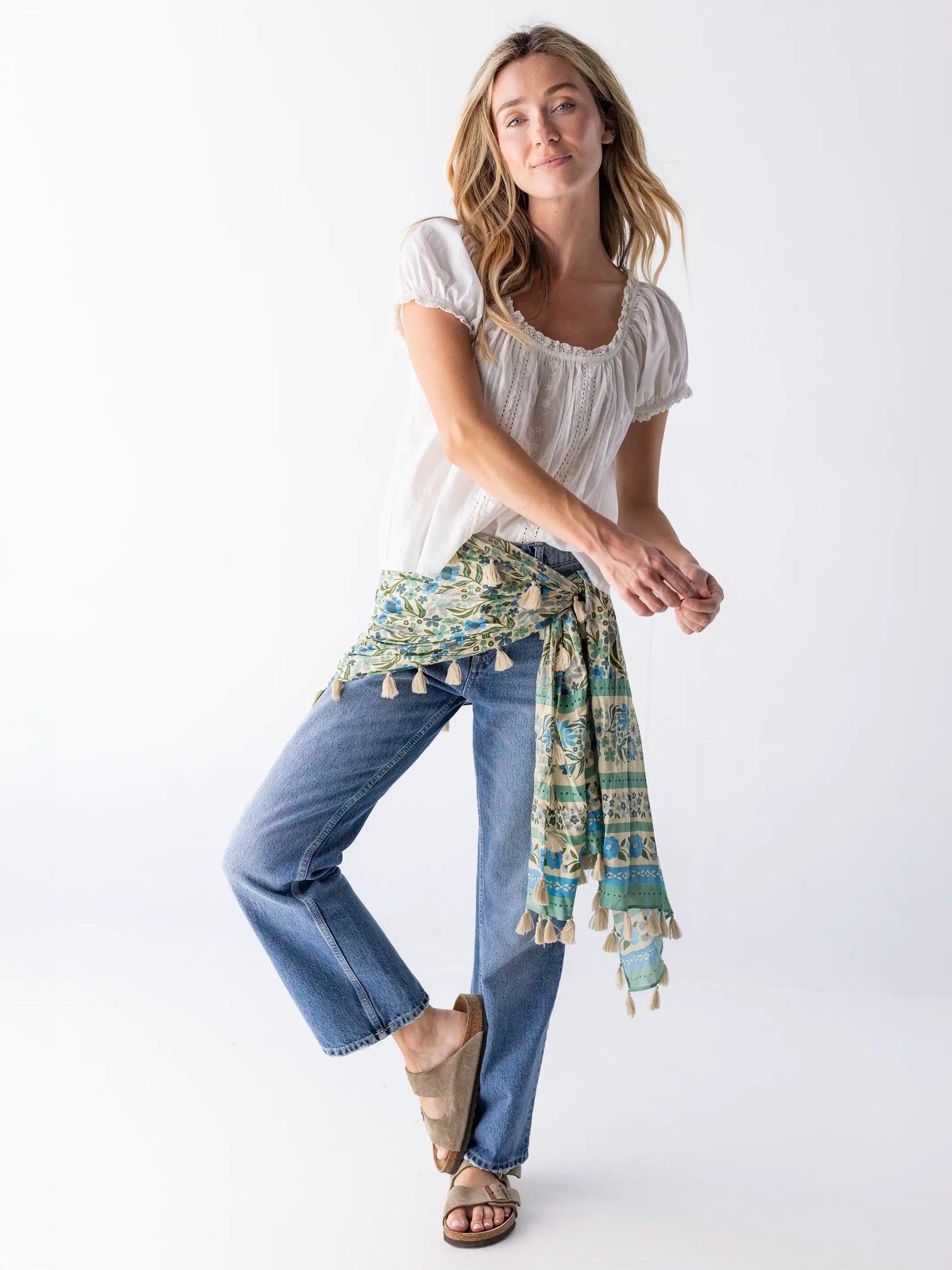 Sayulita Scarf - Blue Cream Floral Product Image