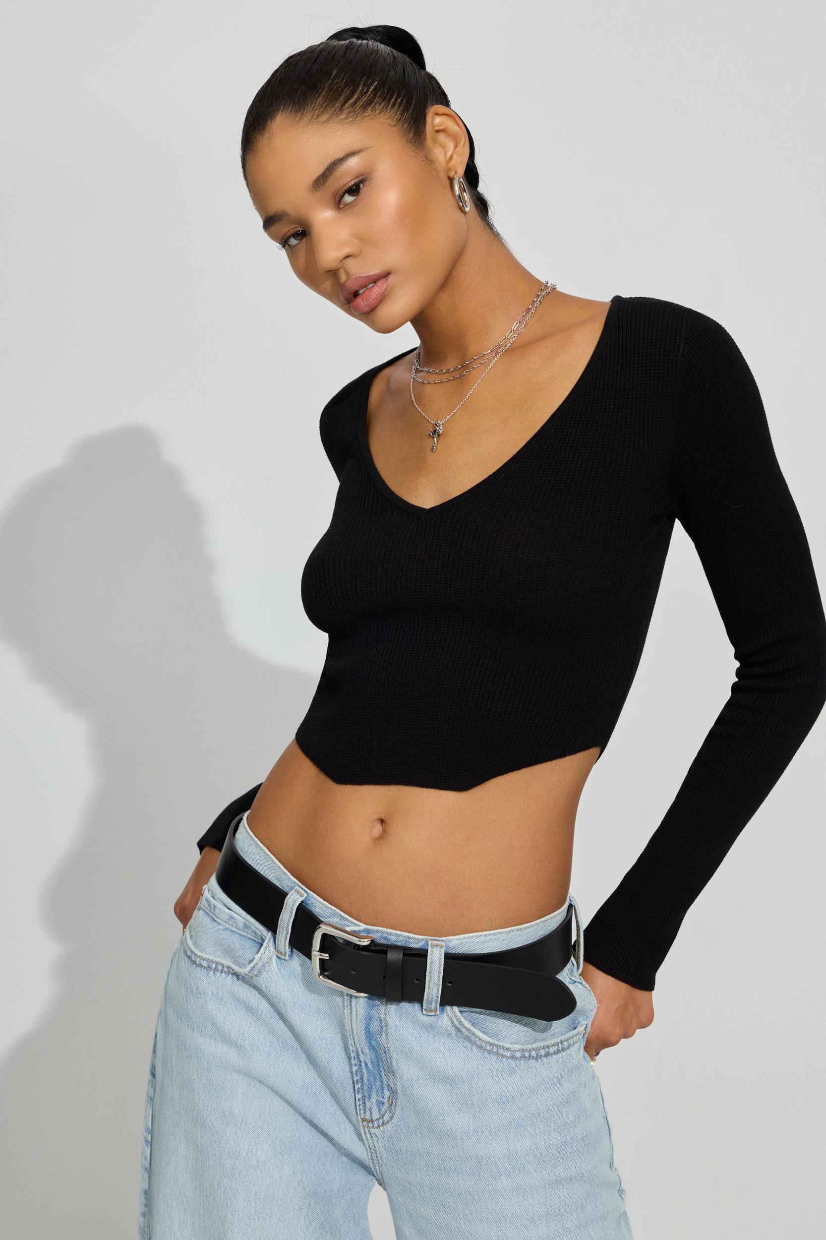 Bodycon V-Neck Sweater Product Image