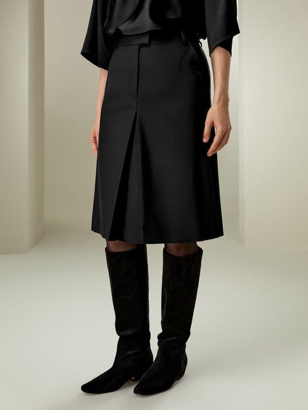 A-Line Wool Silk Blend Skirt Product Image