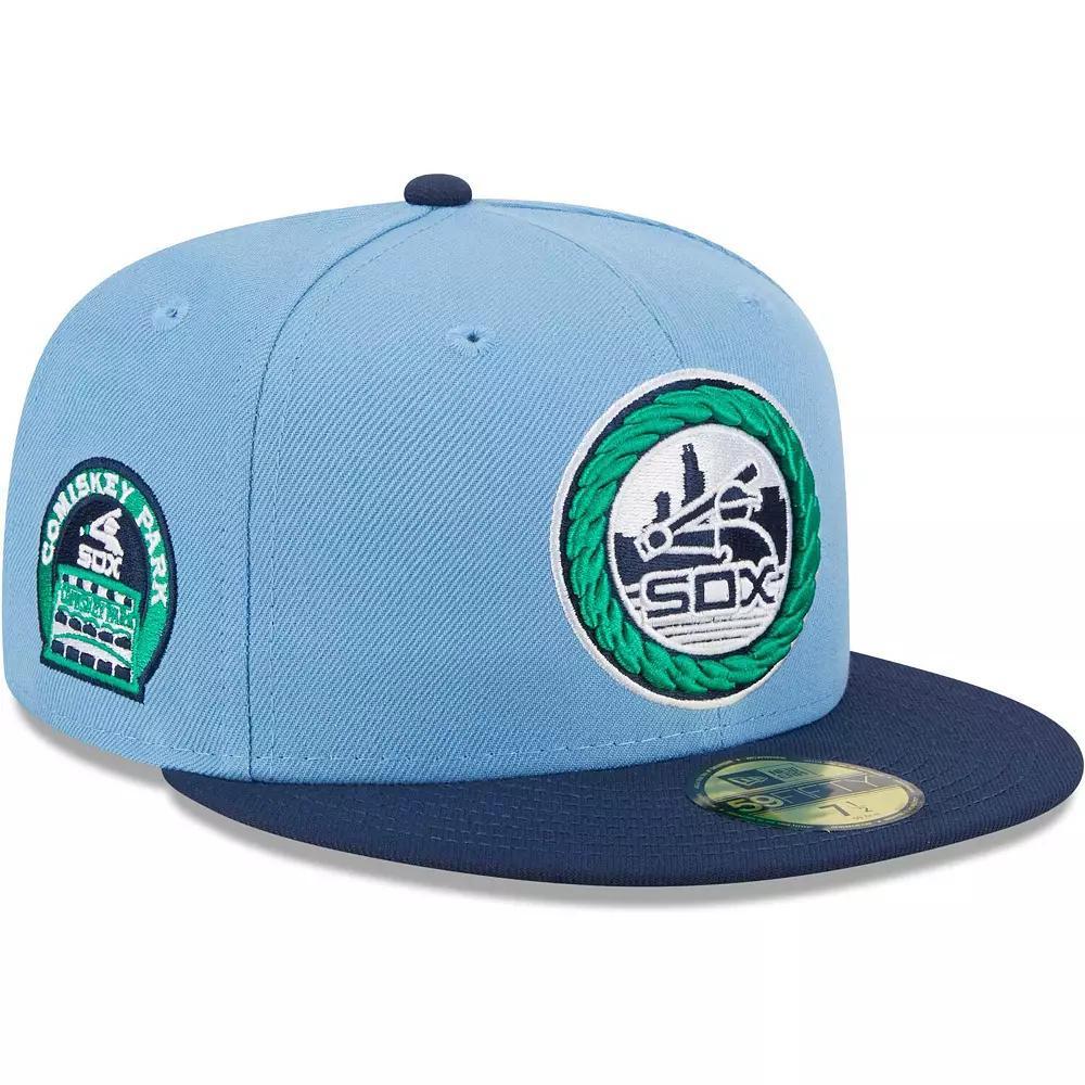 Men's New Era Light Blue/Navy Chicago White Sox Green Undervisor 59FIFTY Fitted Hat, Size: 7 3/8 Product Image