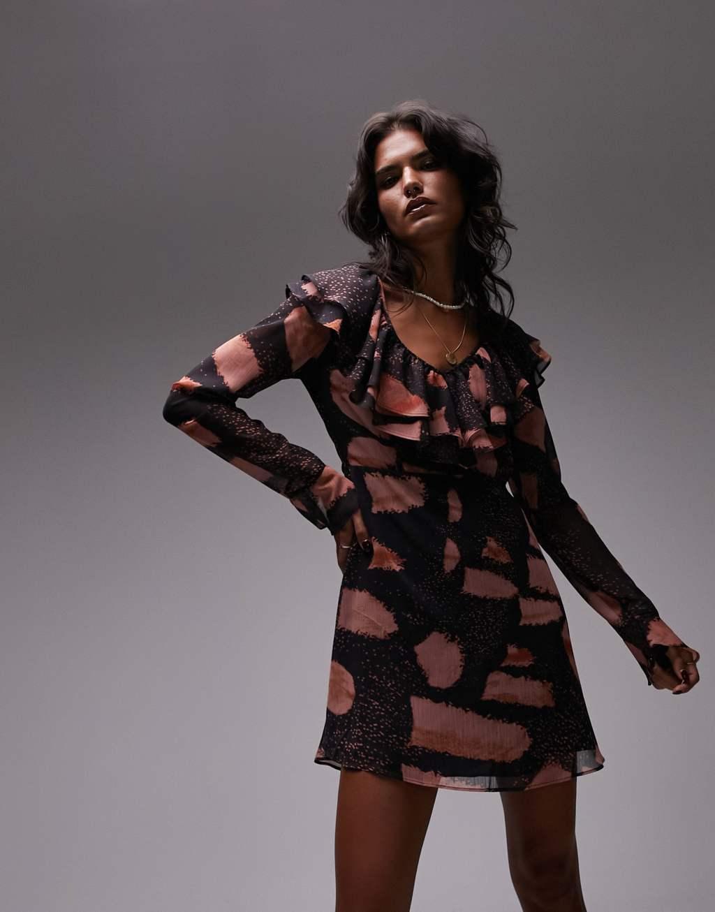 Topshop bell sleeve ruched bust mini tea dress Product Image