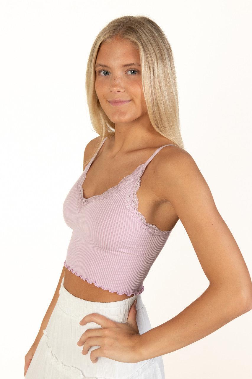Lilac Seamless Lace Trim Cami Product Image