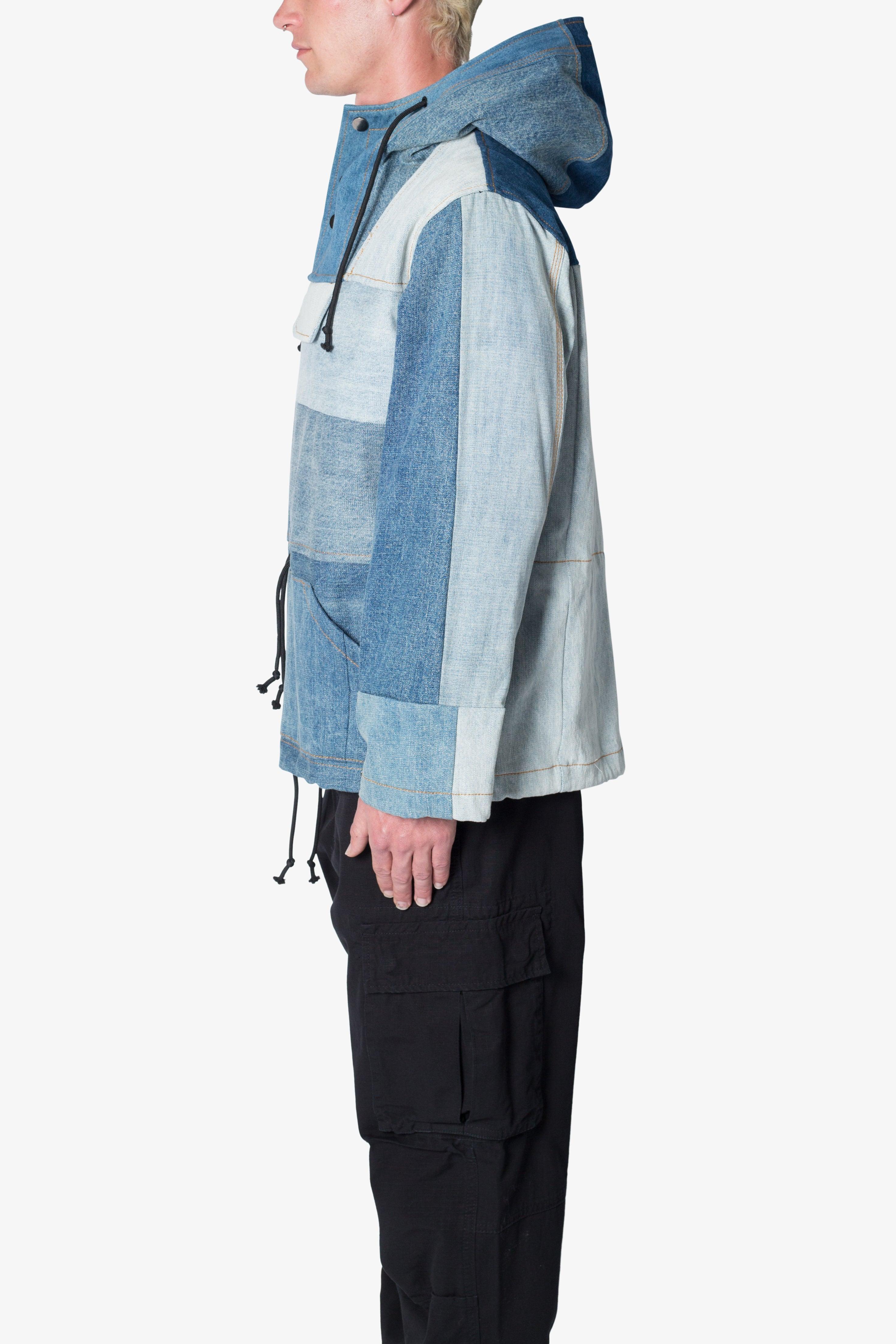 Patchwork Denim Pullover - Blue Product Image