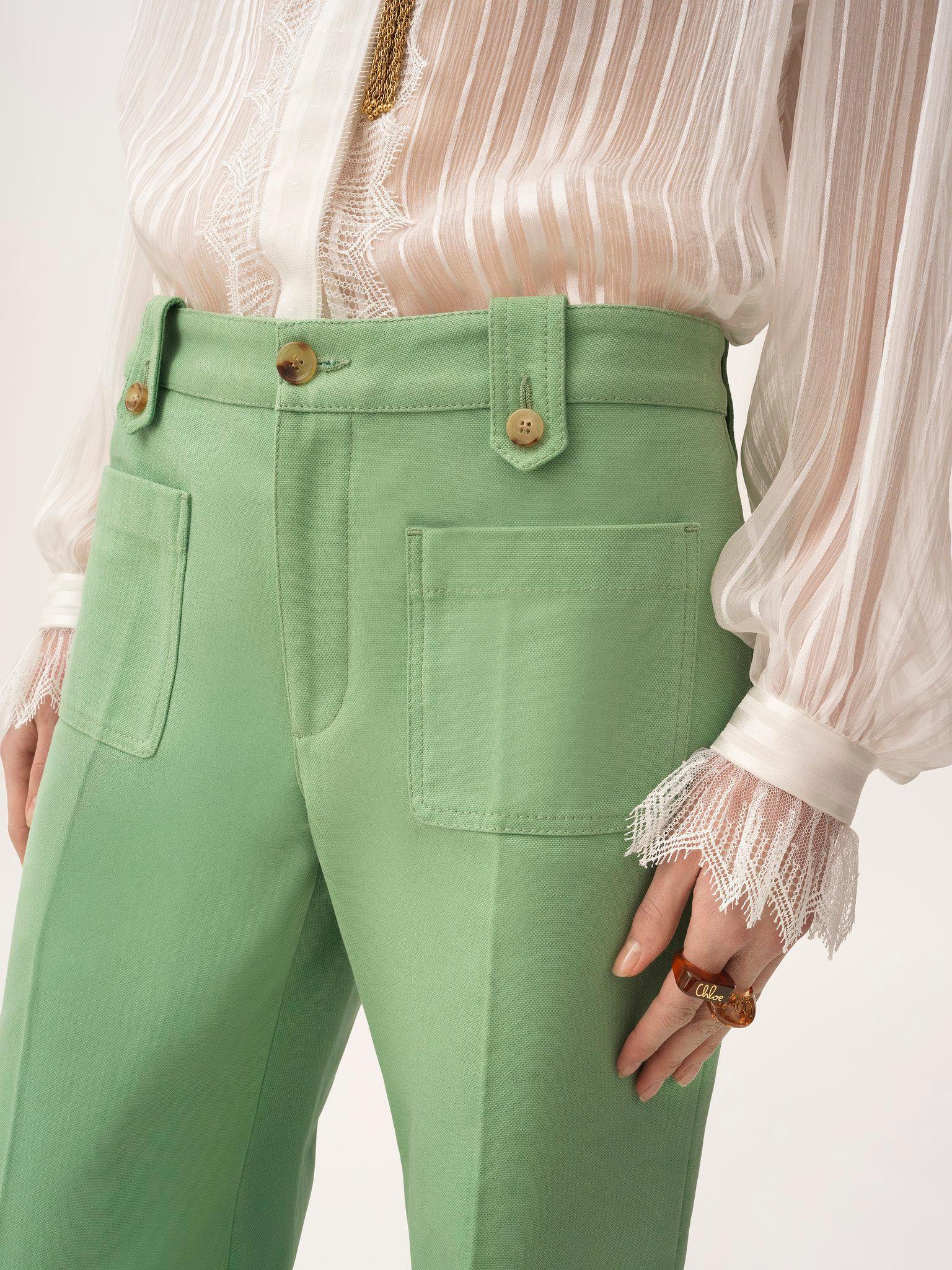 Gathered blouse in silk mousseline & lace Product Image