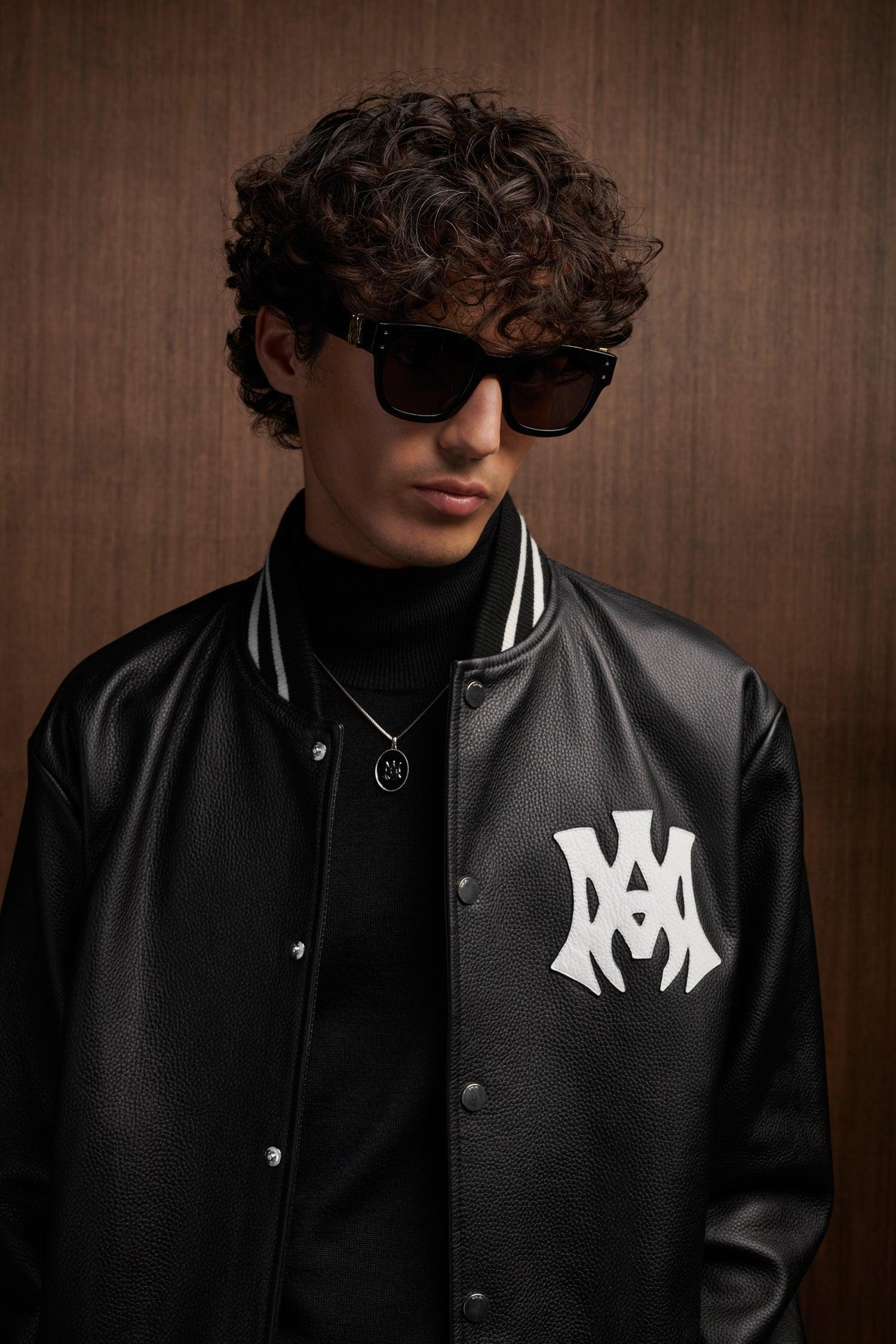 MA HOLLYWOOD LEATHER BOMBER - Black Male Product Image