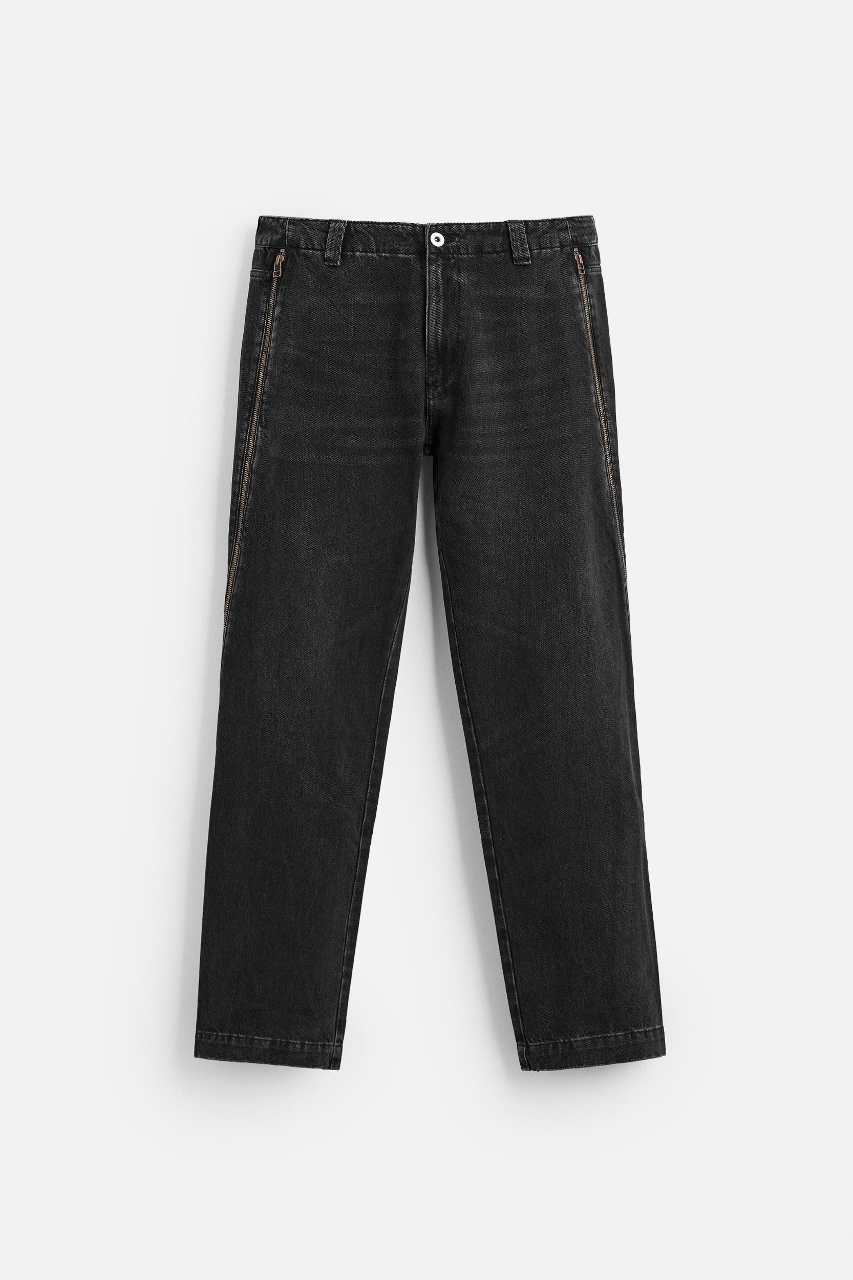 FLARED FIT ZIPPERED JEANS Product Image