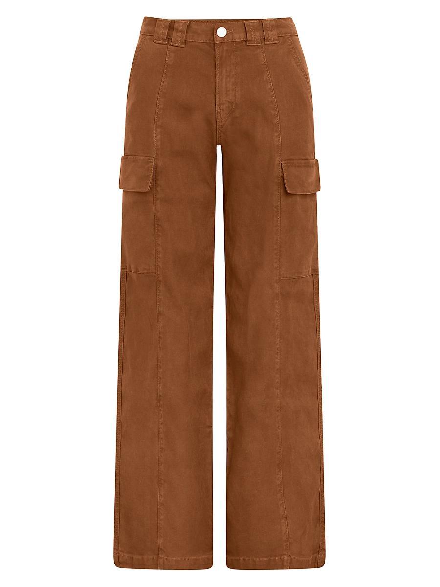 Womens Wide-Leg Linen-Blend Cargo Pants Product Image
