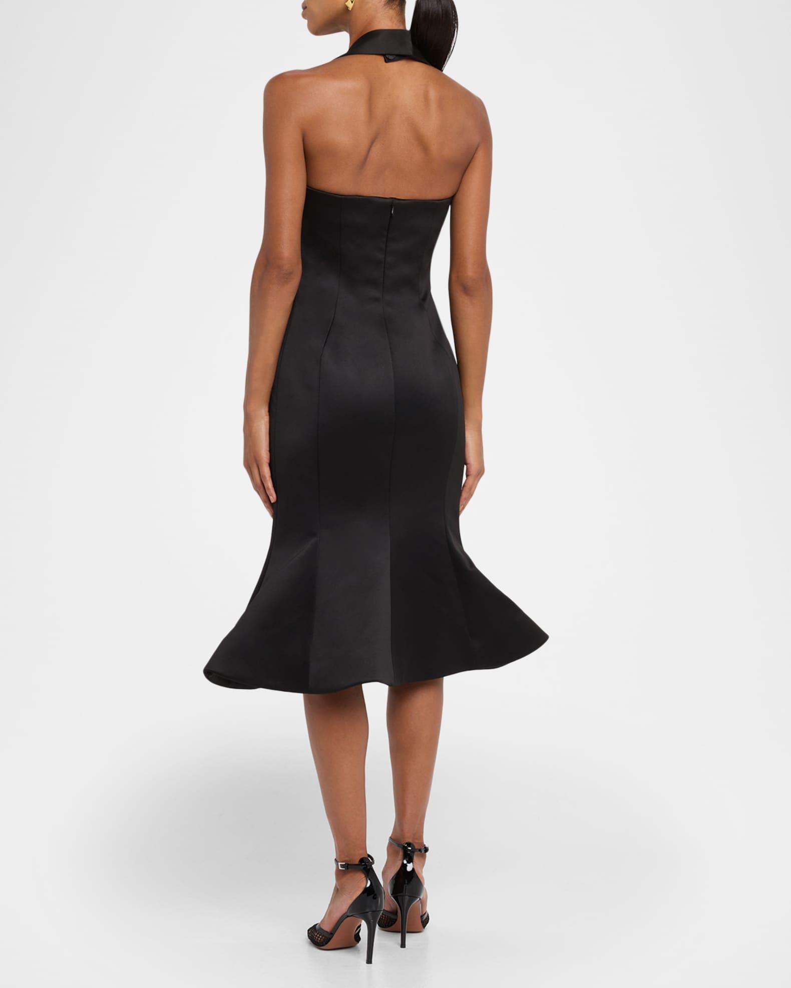 Sculpted Satin Halter Dress Product Image