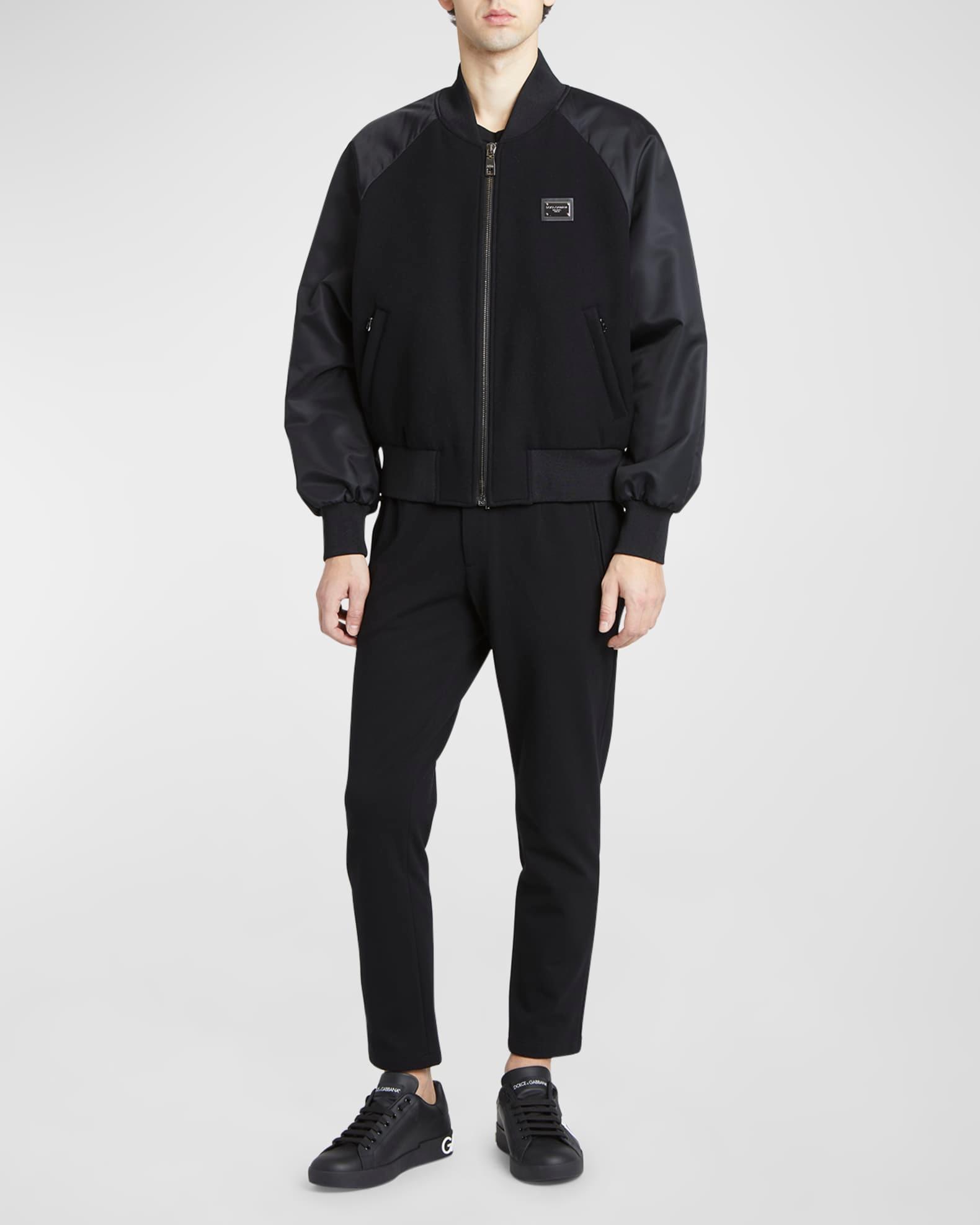 Men's Bomber Jacket with Logo Plaque Product Image