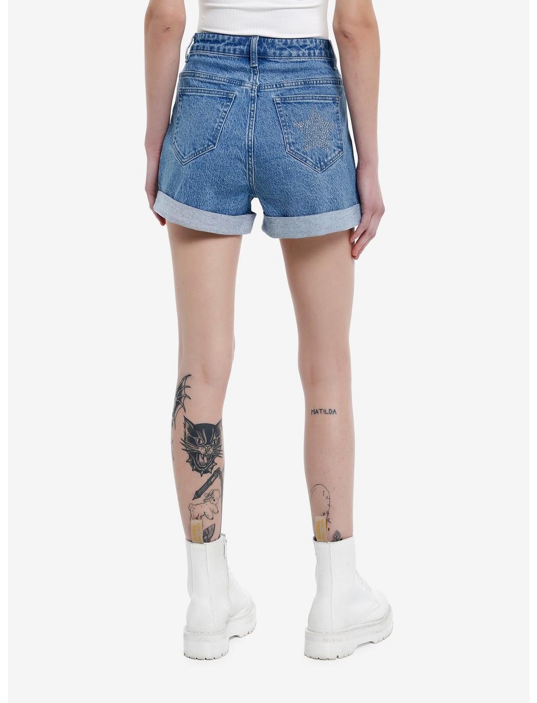 Silver Star Rhinestone Mom Shorts Product Image