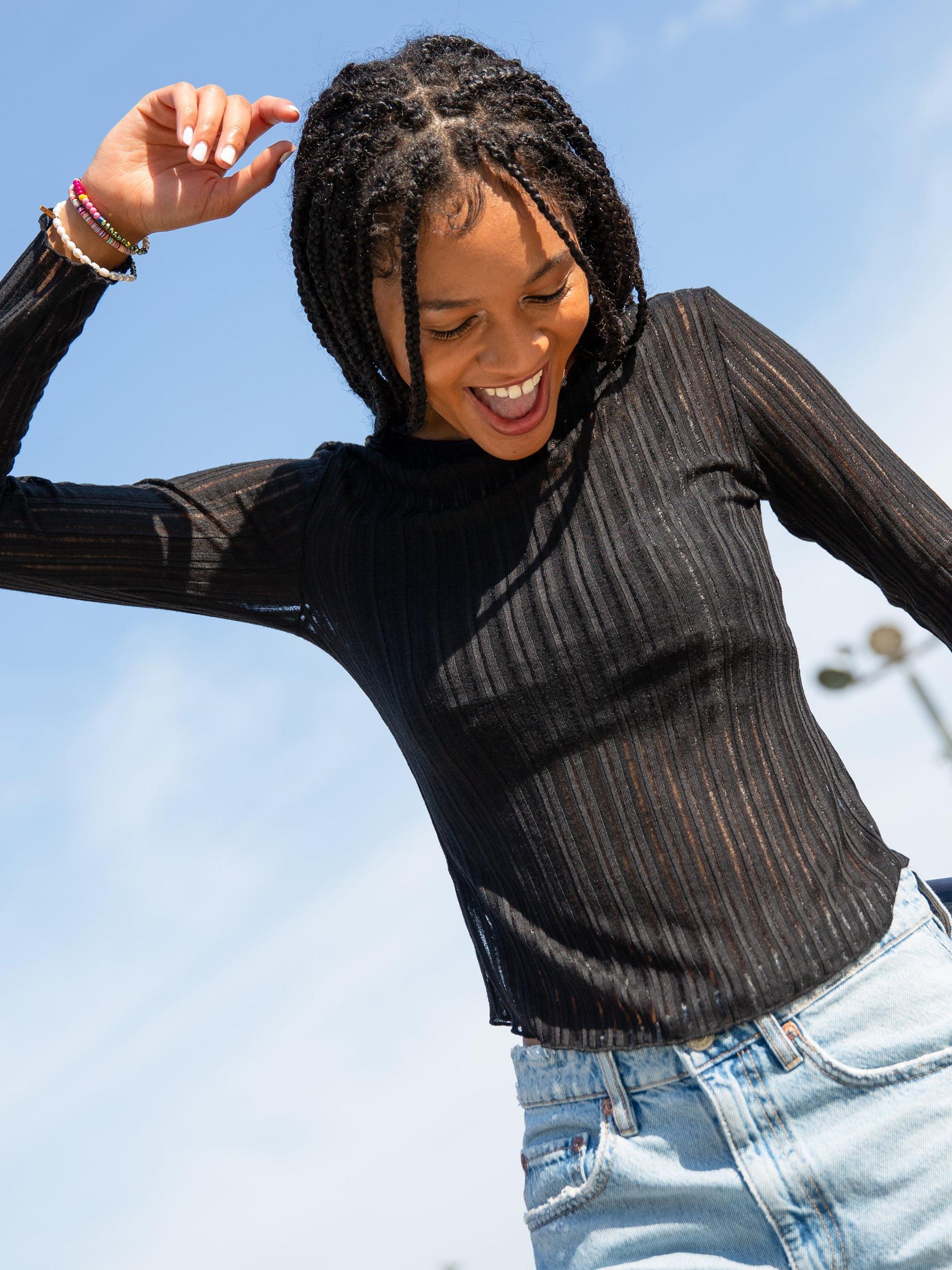 Pearl Knit Layering Top - Black Product Image