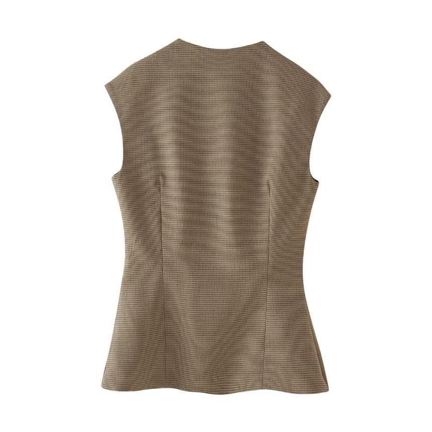 Crewneck Plaid Button-Up Vest Product Image
