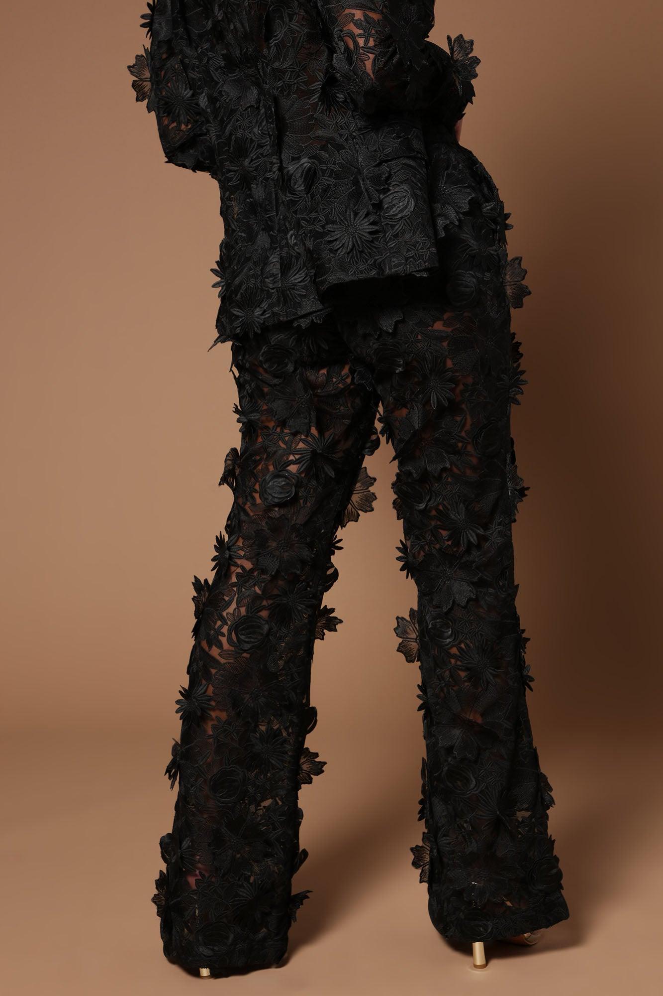 Denise Embroidered Pants - Black Product Image