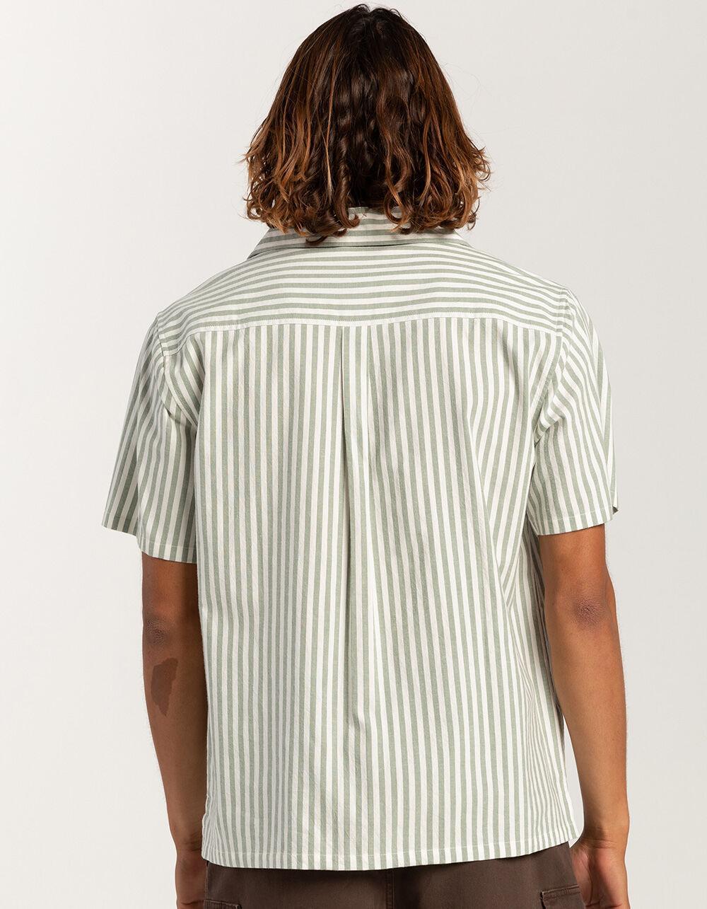 RSQ Mens Stripe Oxford Camp Shirt  - SAGE Product Image