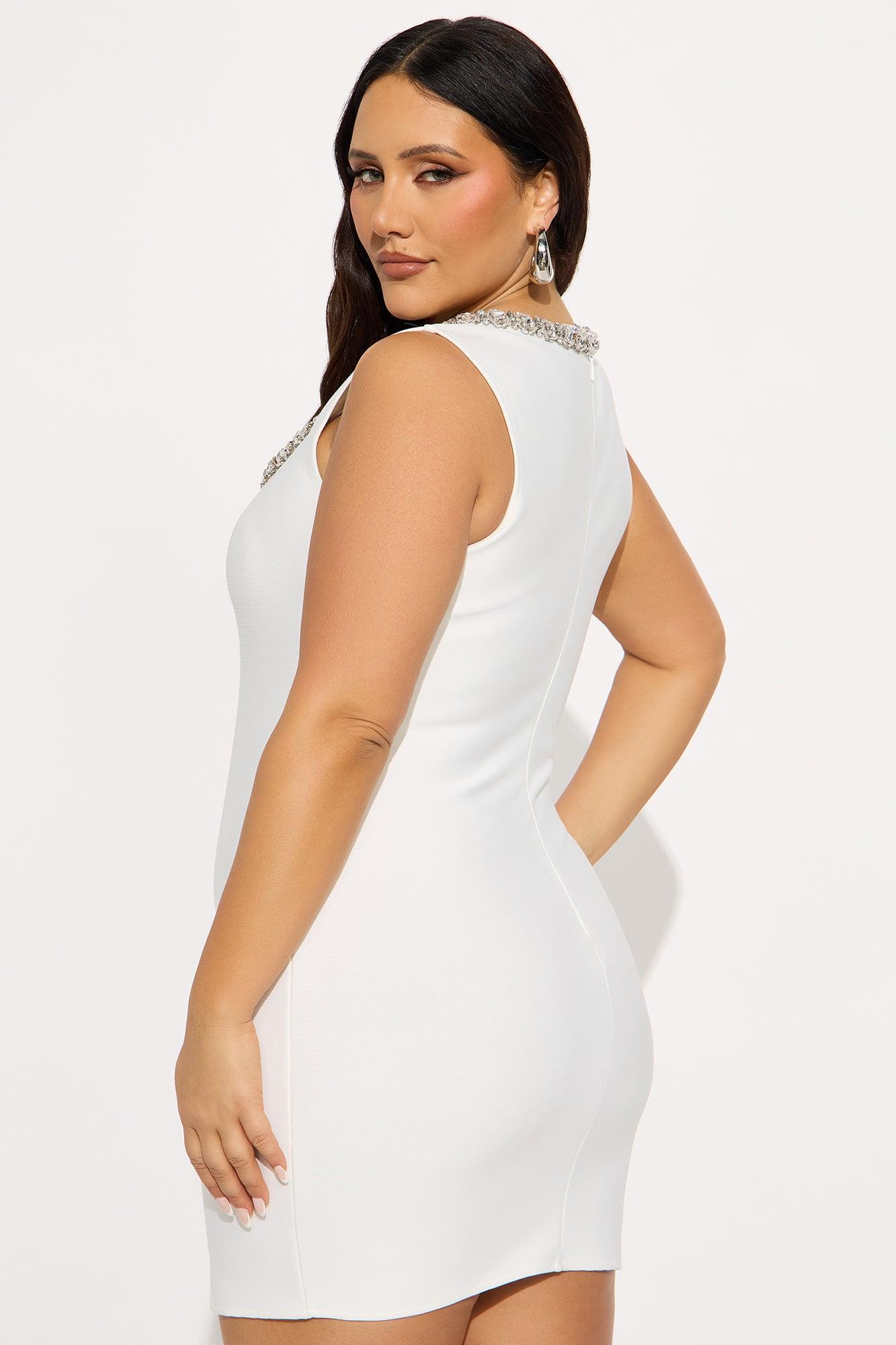 Fariah Rhinestone Bandage Mini Dress - White Product Image