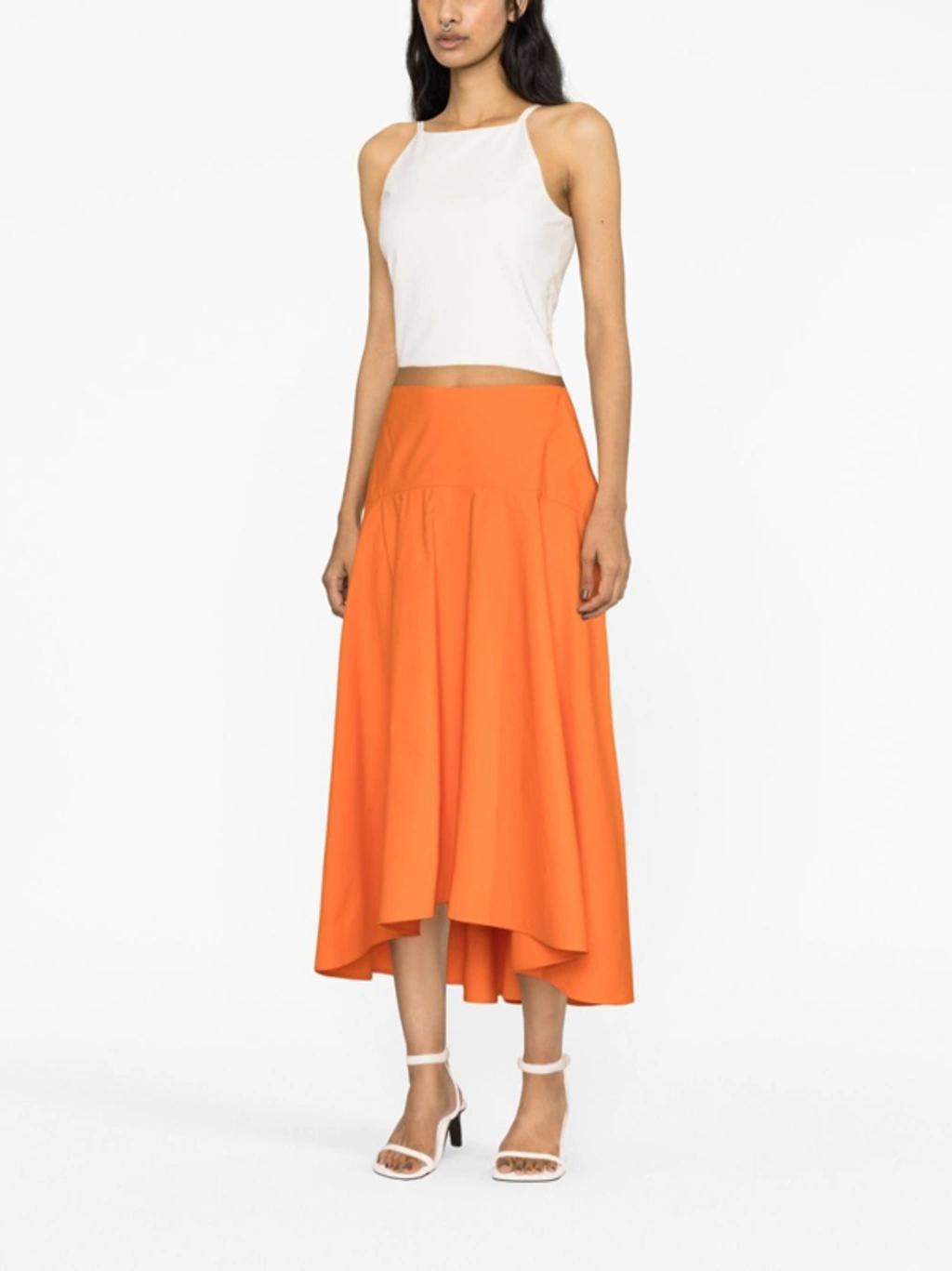 FABIANA FILIPPI Cotton Midi Skirt In Orange Product Image