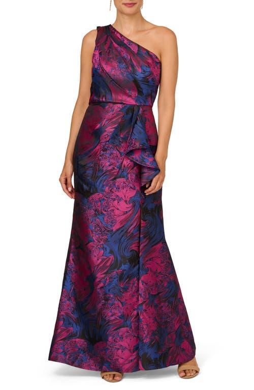 Adrianna Papell One Shoulder Jacquard Gown Product Image