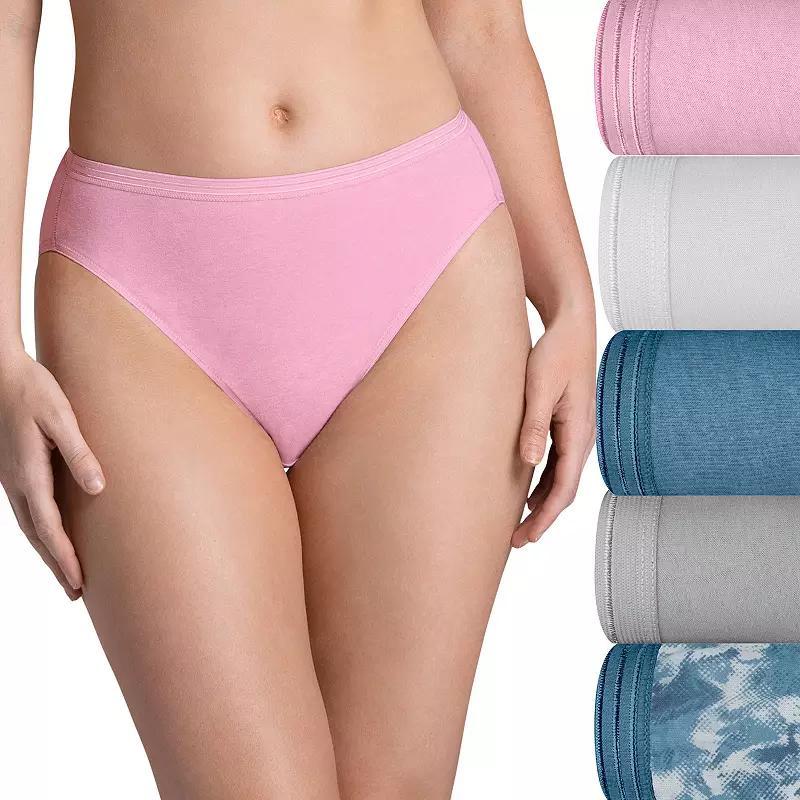 Womens Fruit of the Loom Ultra Soft 5-pack Hi-Cut Panty Set 5DUSKHC Deep Red Asst Product Image