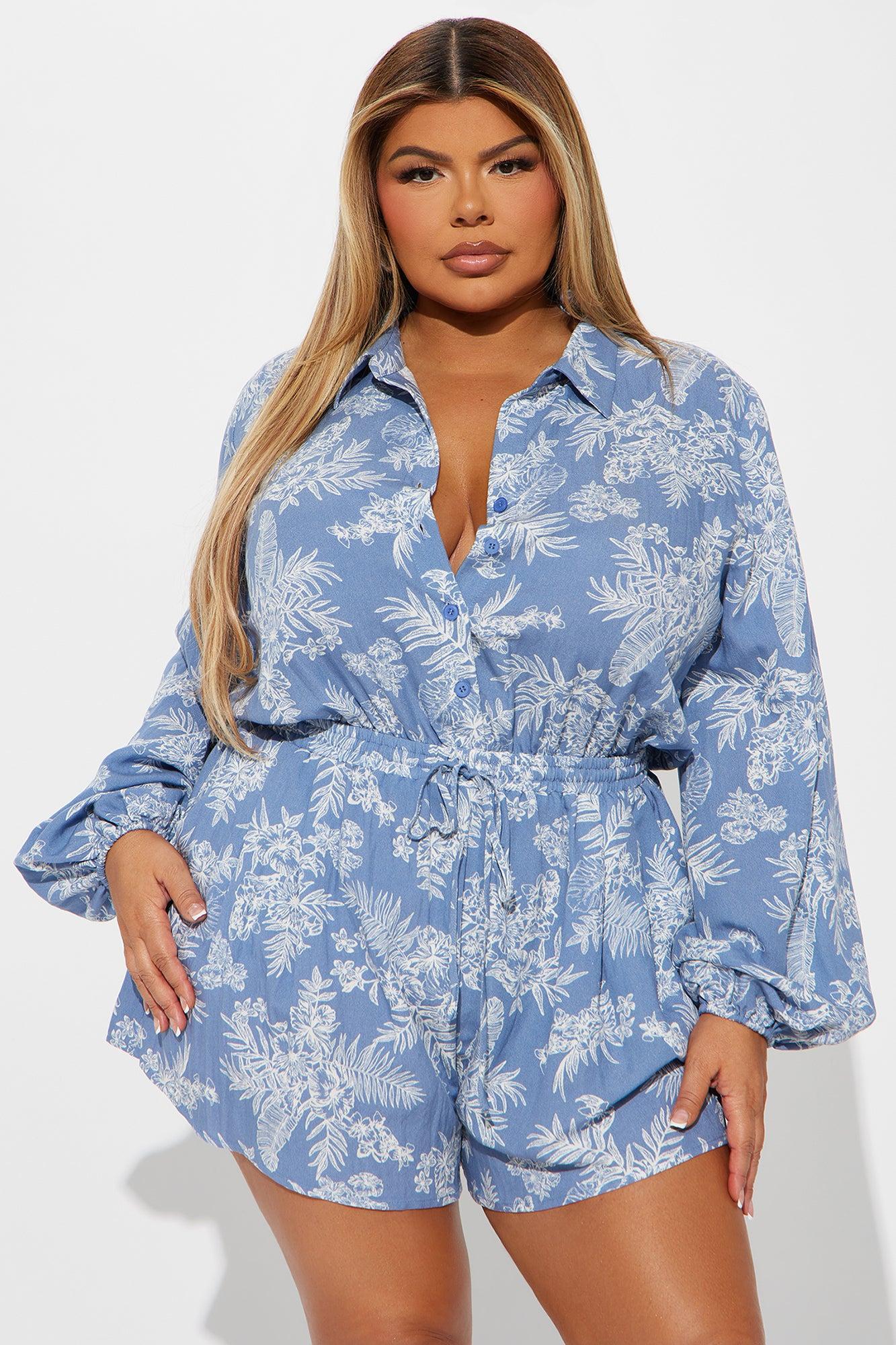 Farah Floral Romper - Blue/combo Product Image