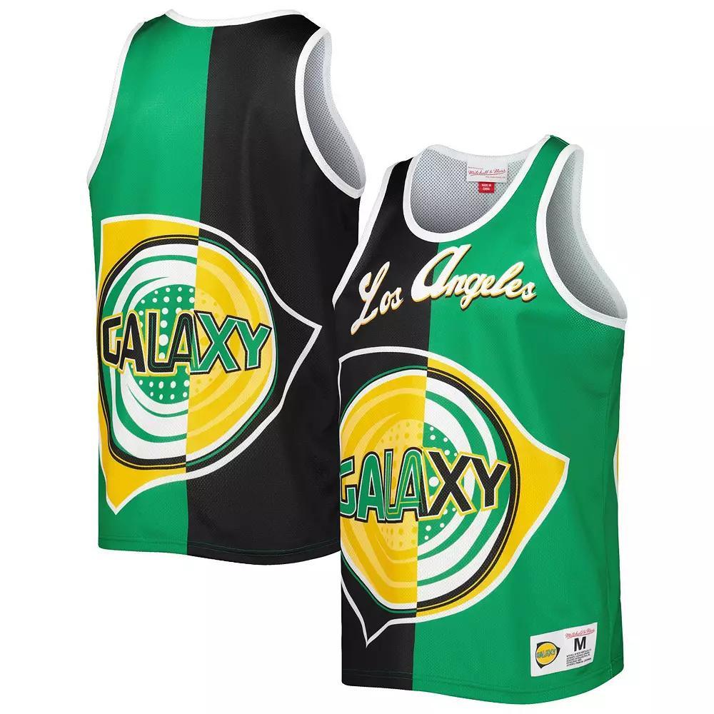 Men's Mitchell & Ness Black/Green LA Galaxy Sublimated Split Logo Tank Top, Size: Large Product Image