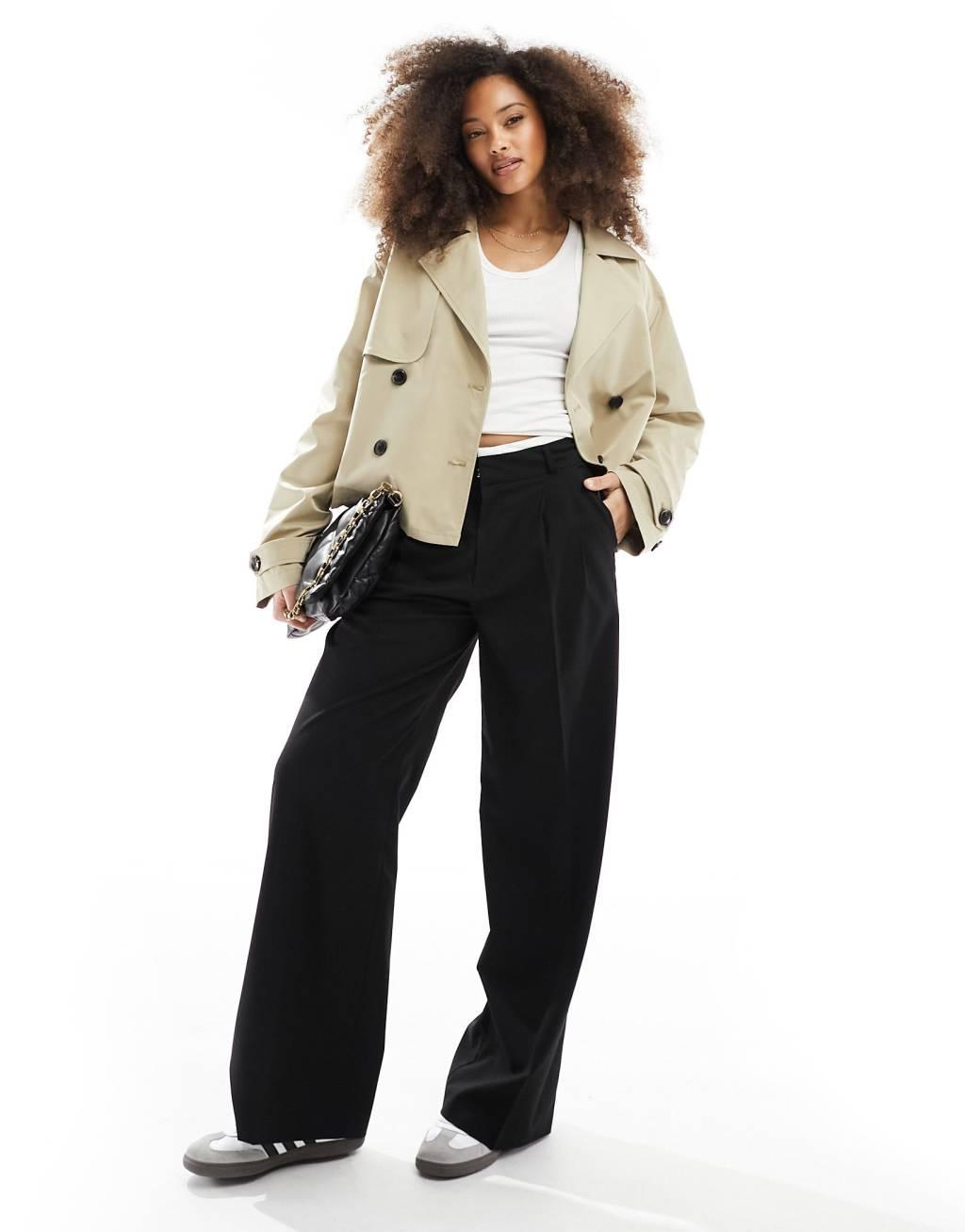 JJXX cropped trench coat in beige Product Image