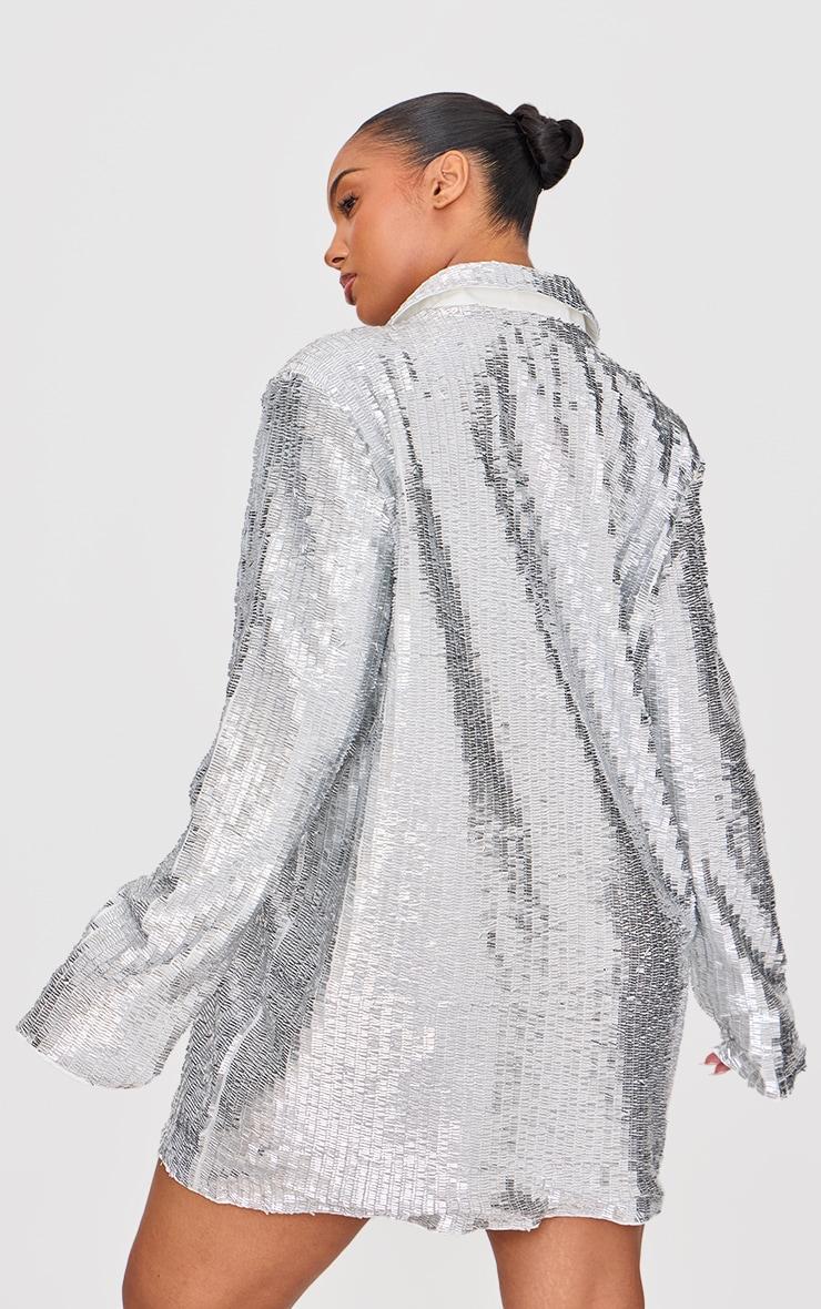 Plus Silver Diamante Blazer Dress Product Image