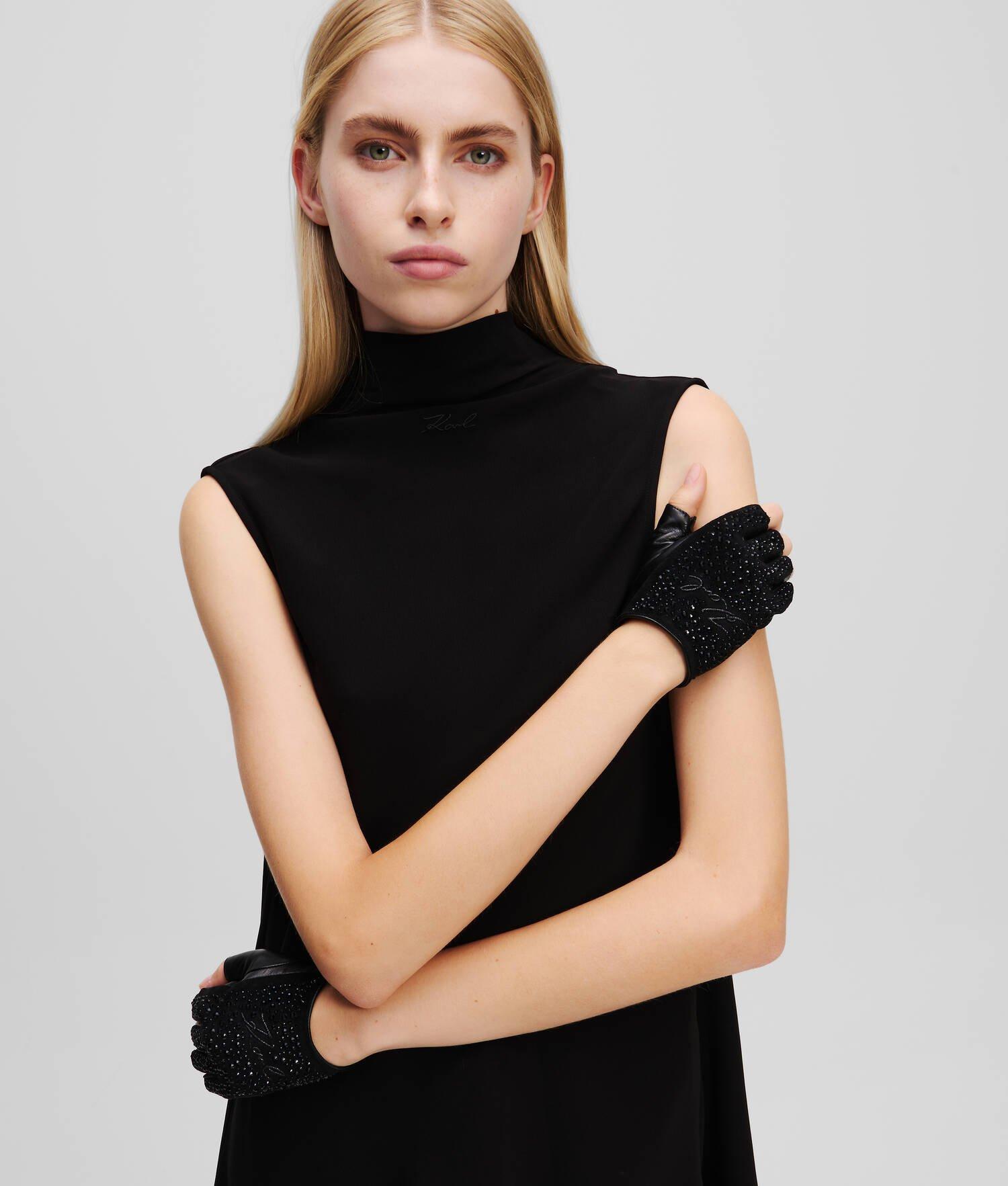 K/SIGNATURE GLITTER FINGERLESS GLOVES Product Image