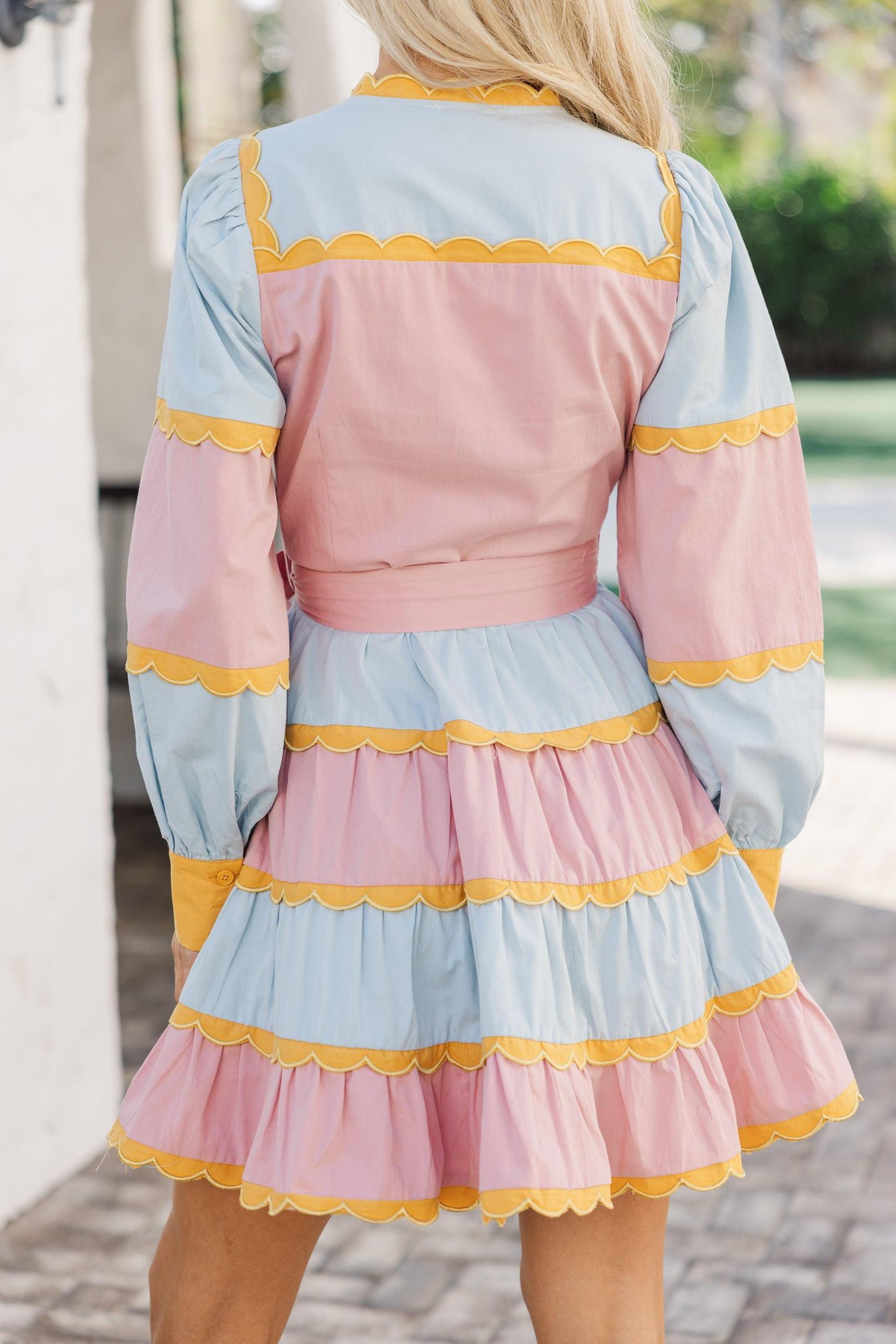 Love You More Pink Multi Ruffled Dress Female Product Image