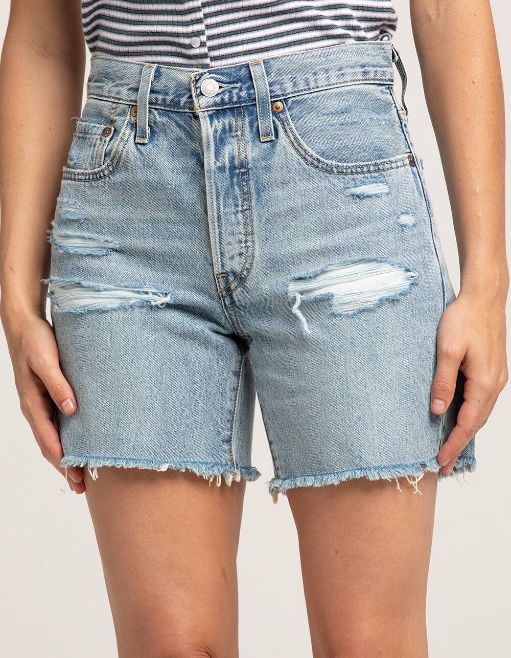 LEVI'S 501 High Rise Mid-Thigh Womens Denim Shorts - Earthquake Product Image