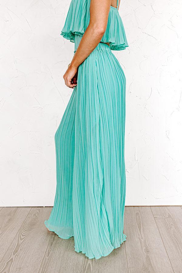 Visiting Italy Pleated Pants In Aqua Product Image