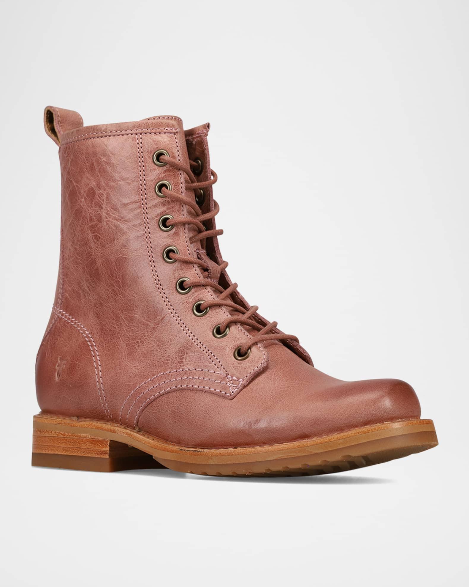 Veronica Flex Leather Combat Boots Product Image