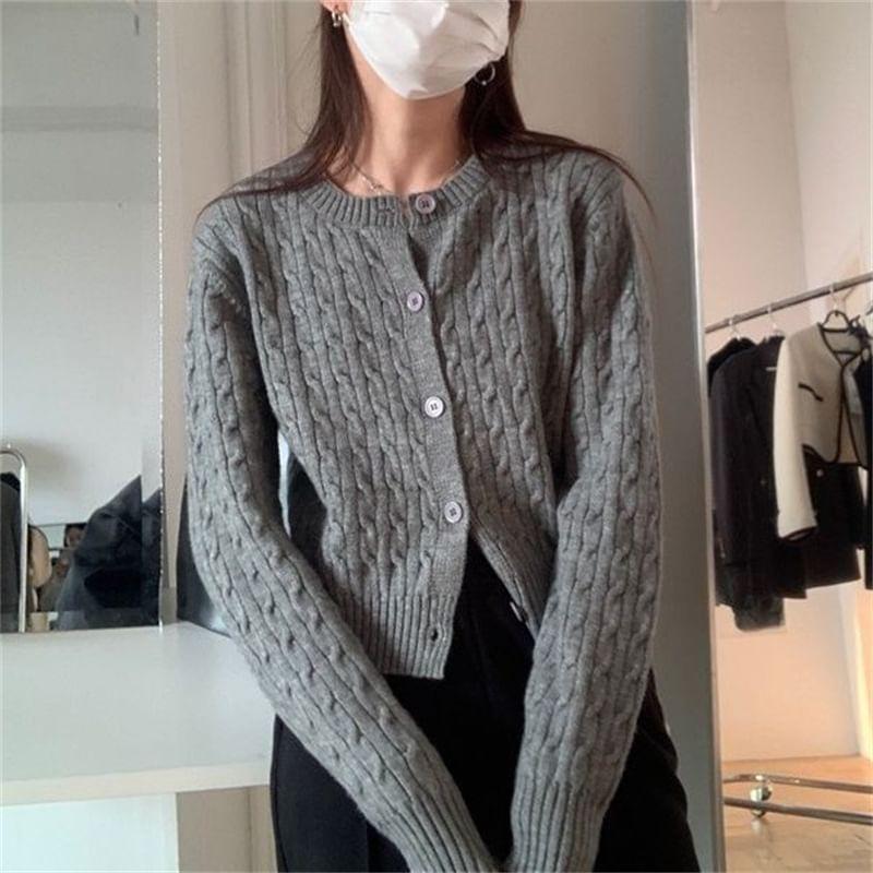 Plain Button-Up Cardigan Product Image